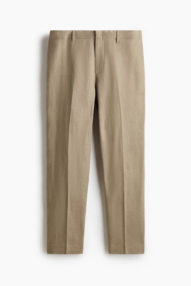 Slim-Fit Linen Suit Pants - Khaki green/Light beige/Black/Beige - 1