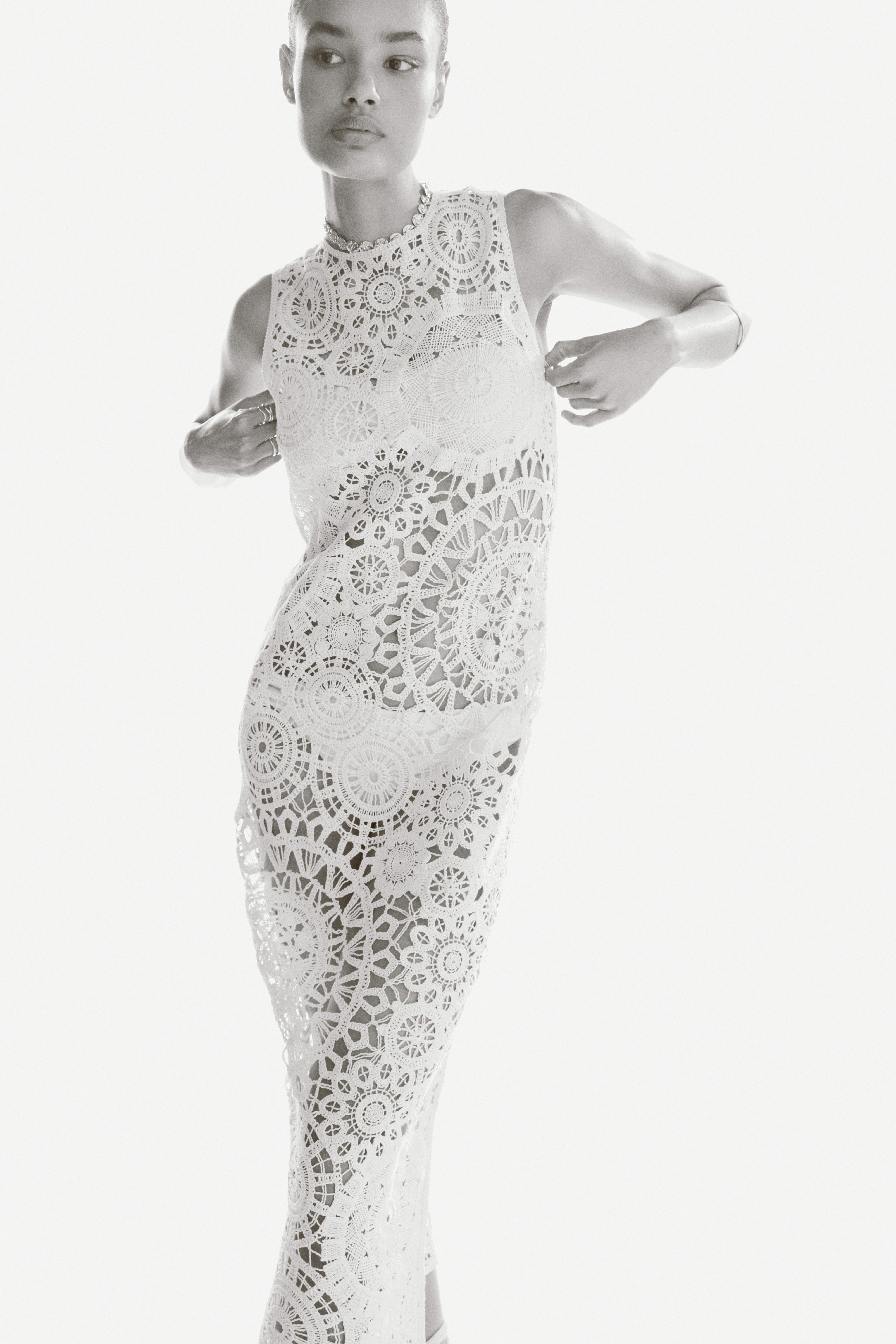 Crochet-Look Cotton Dress