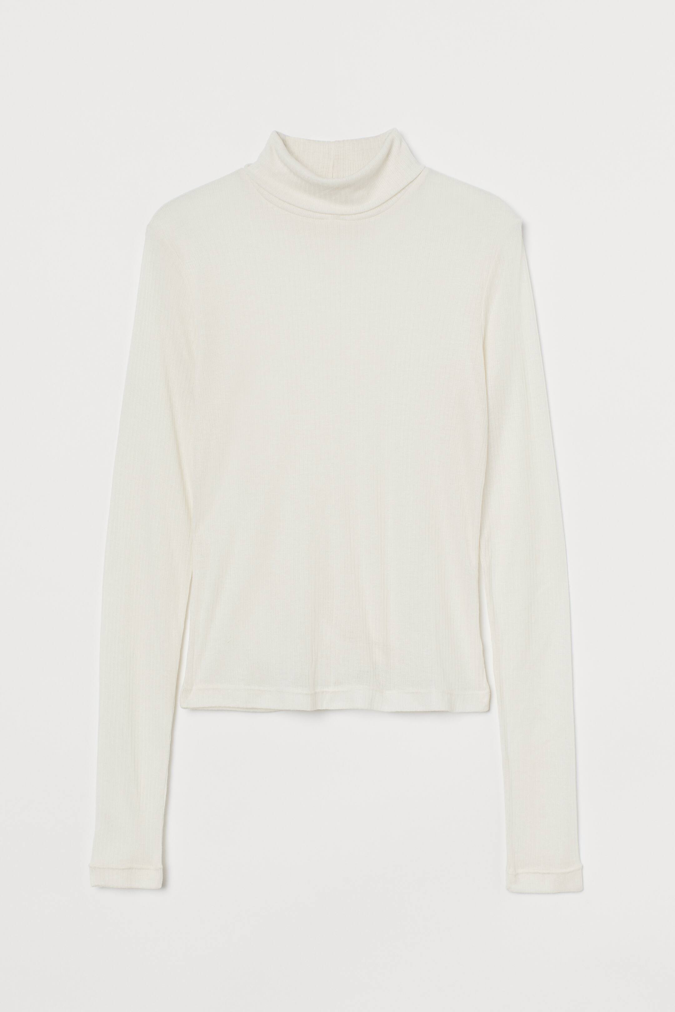 Fitted polo-neck top - Polo-neck - Long sleeve - Cream - Ladies | H&M GB