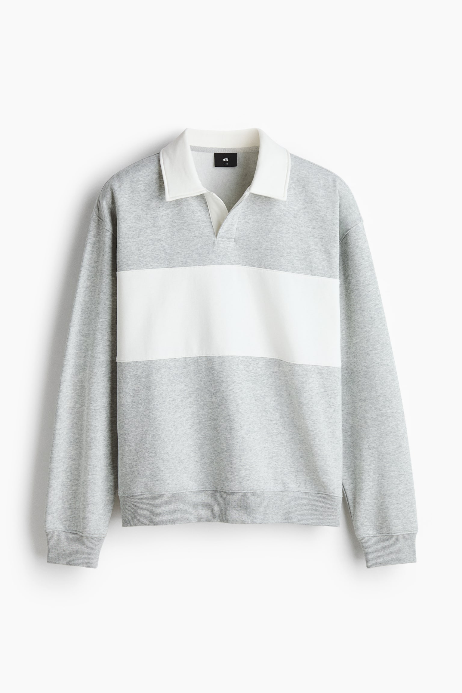 Loose Fit Rugby sweatshirt - Light grey marl/Colour block/Black/Colour block - 2