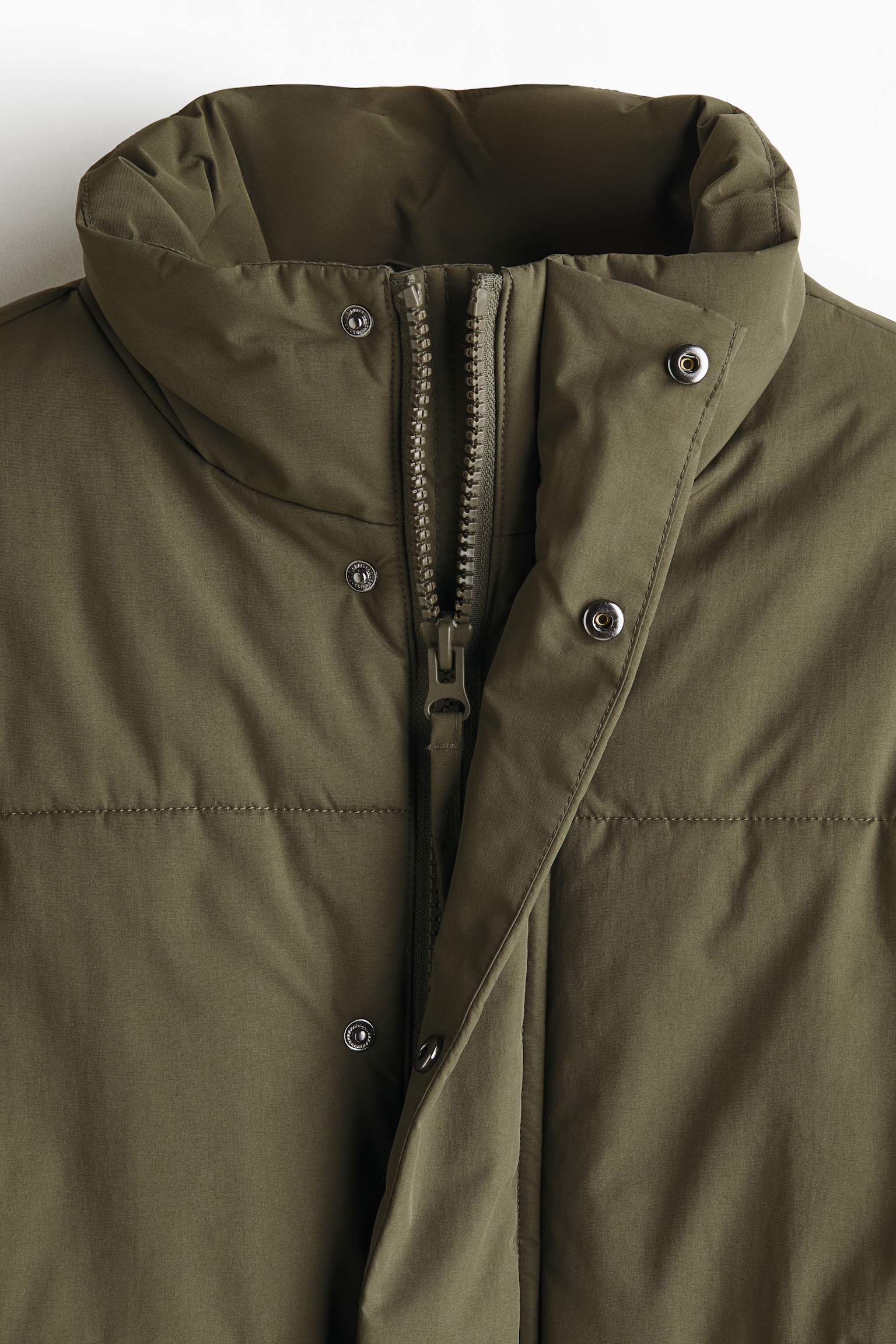 발수 코팅 퍼프 재킷 - 다크 카키 그린/블랙 - 6