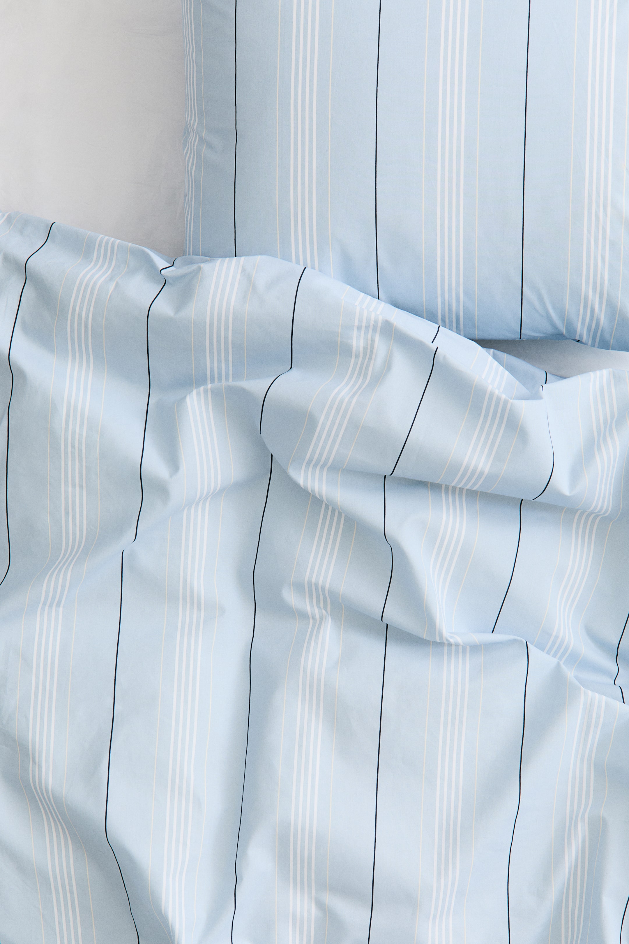 이미지 확대 보기: Cotton percale single duvet cover set - Light blue/Striped | H&M KR 3