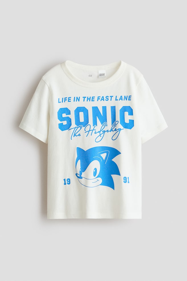 Printed cotton T-shirt - White/Sonic the Hedgehog - 1