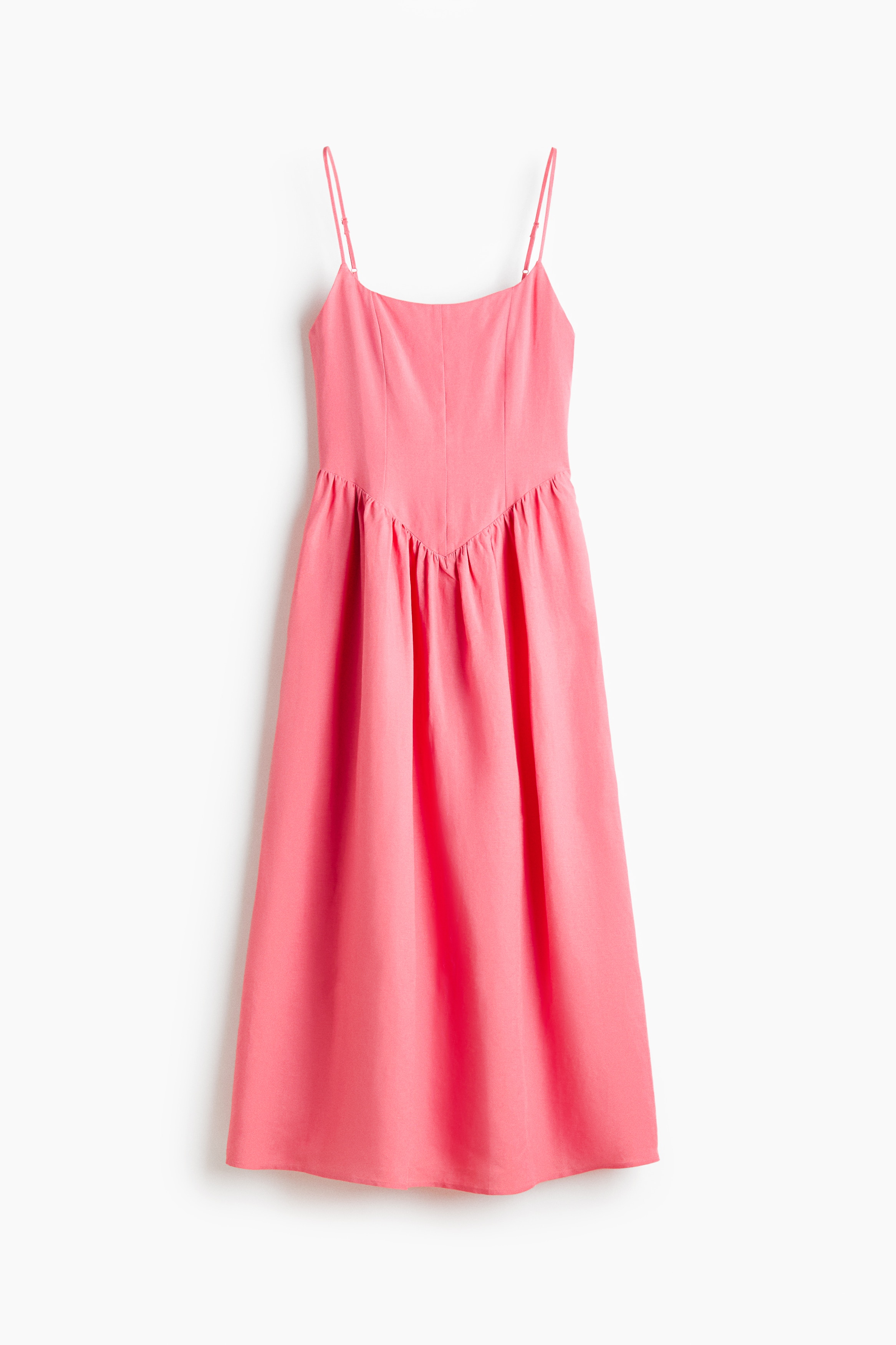 Linen-blend strappy dress - Pink/Powder pink/Floral