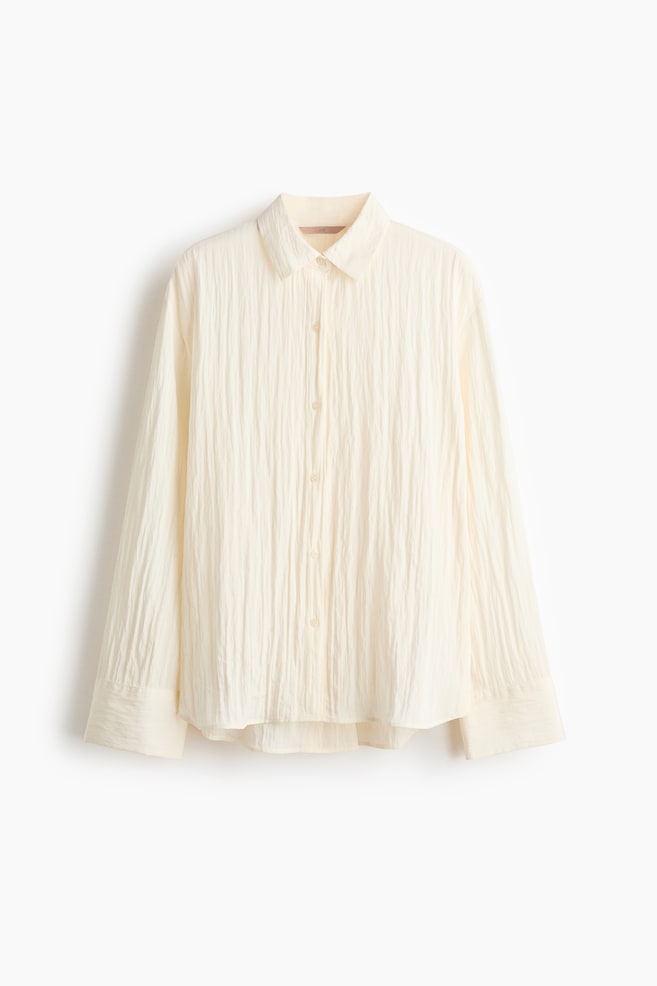 Crinkled shirt - Cream - 1