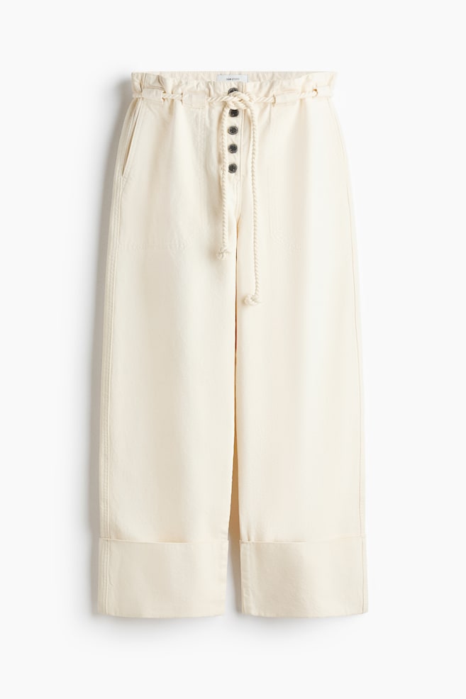 Rope Belt Paperbag Pants - Cream - 1