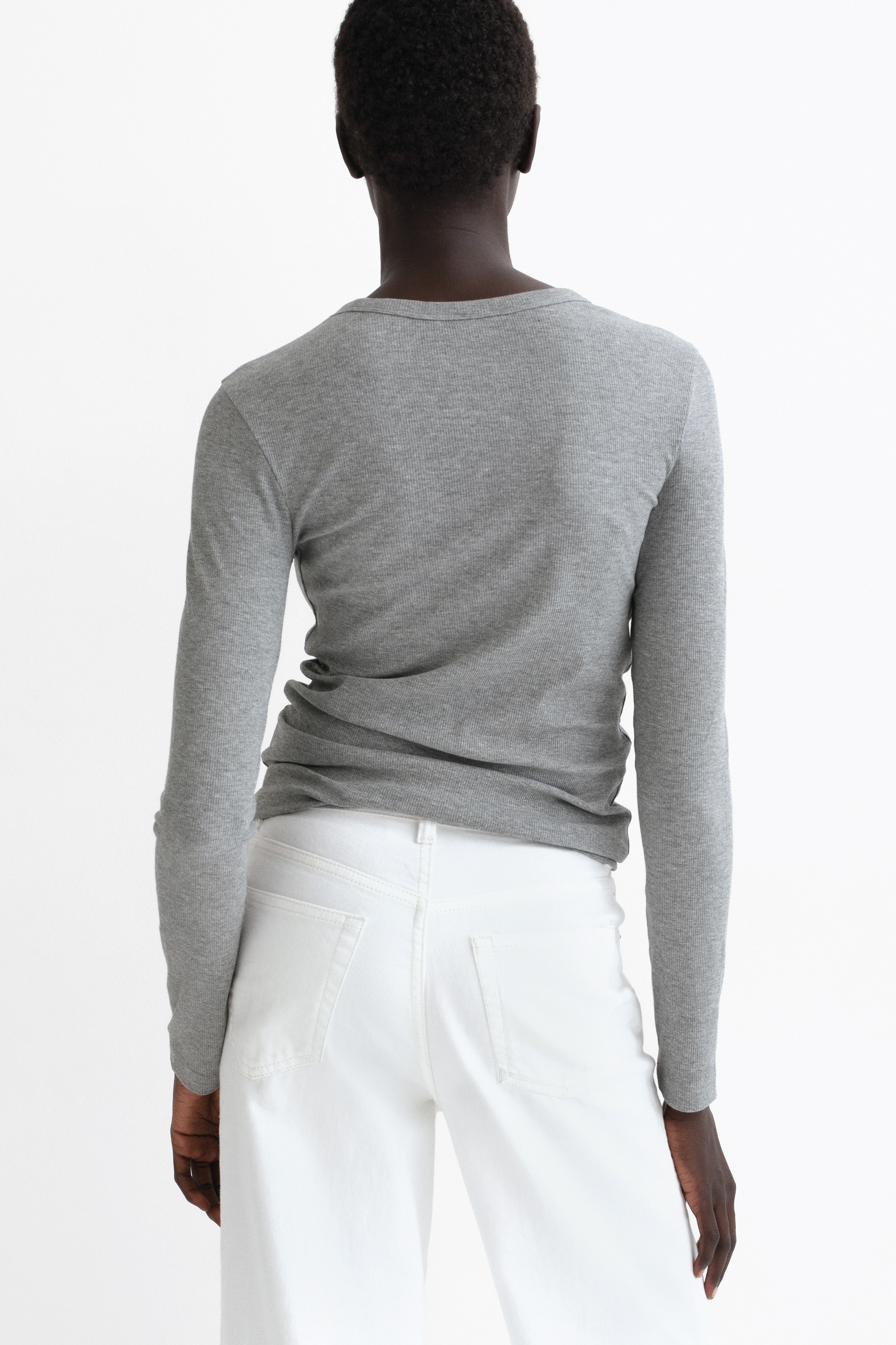 Ribbed cotton-blend top