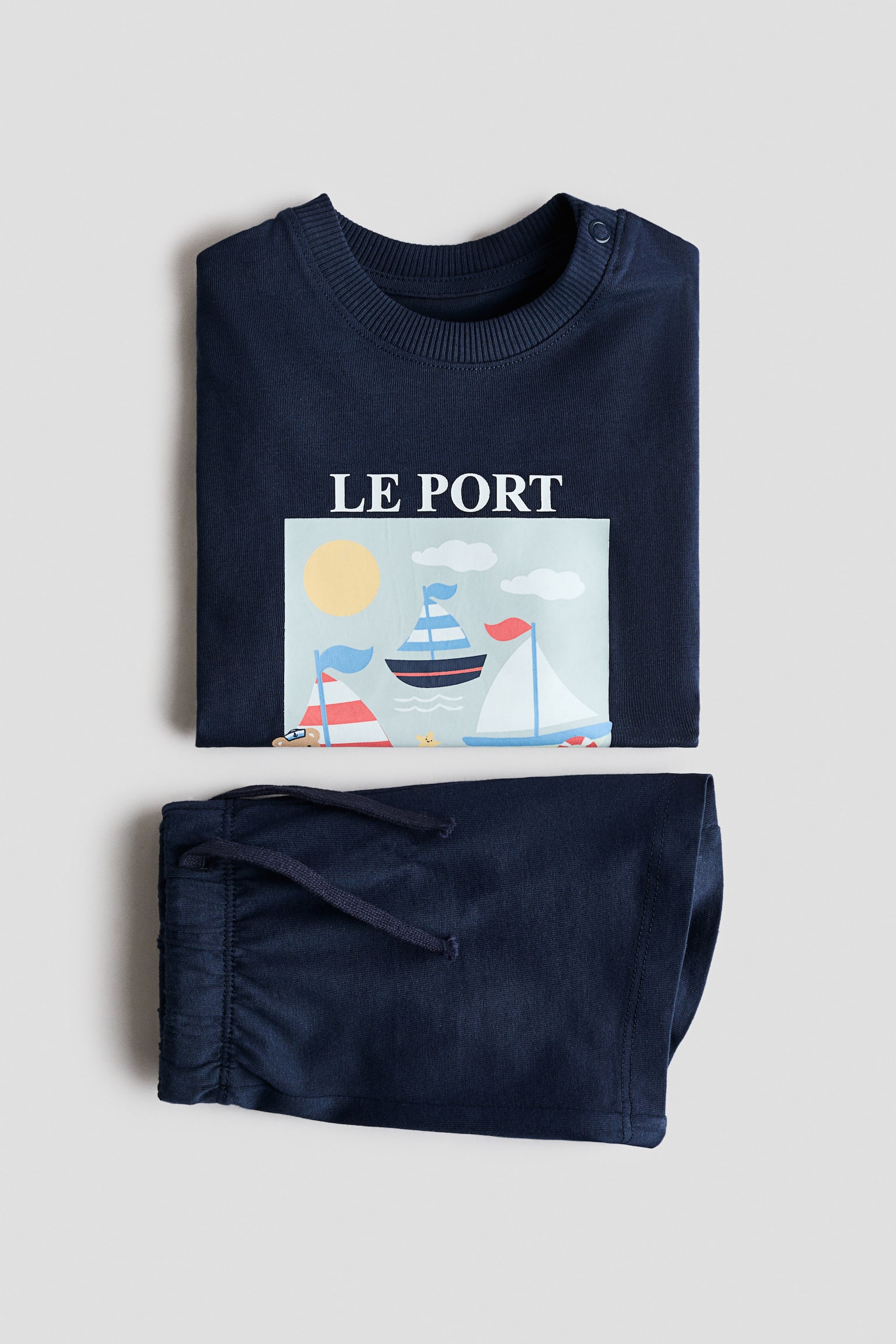 2-piece cotton set - Navy blue/Le Port/Light green/Dinosaurs/Light beige/Full Adventure - 2