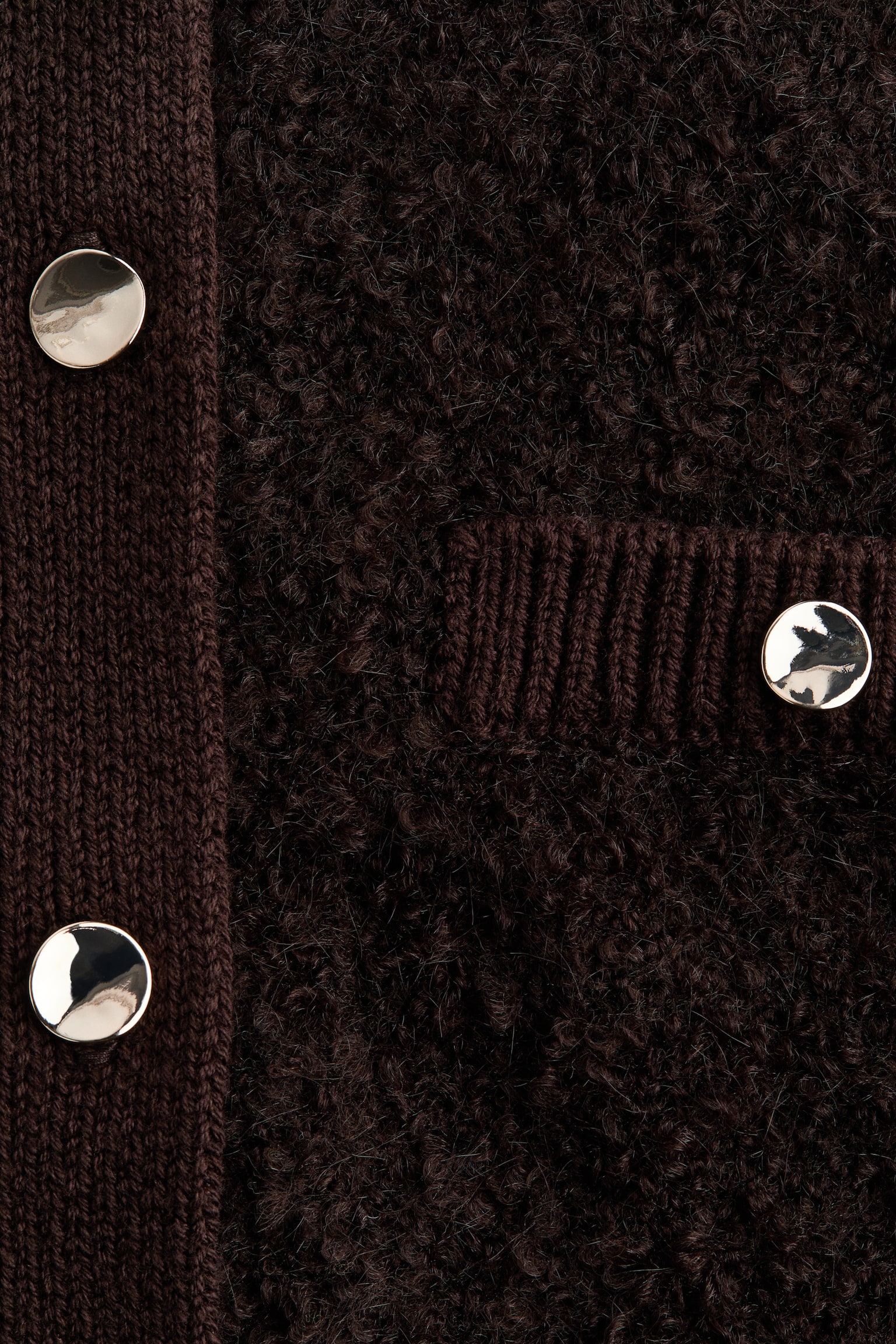 Женский кардиган H&M Bouclé-Knit, цвет: Тёмный коричневый — фото 7