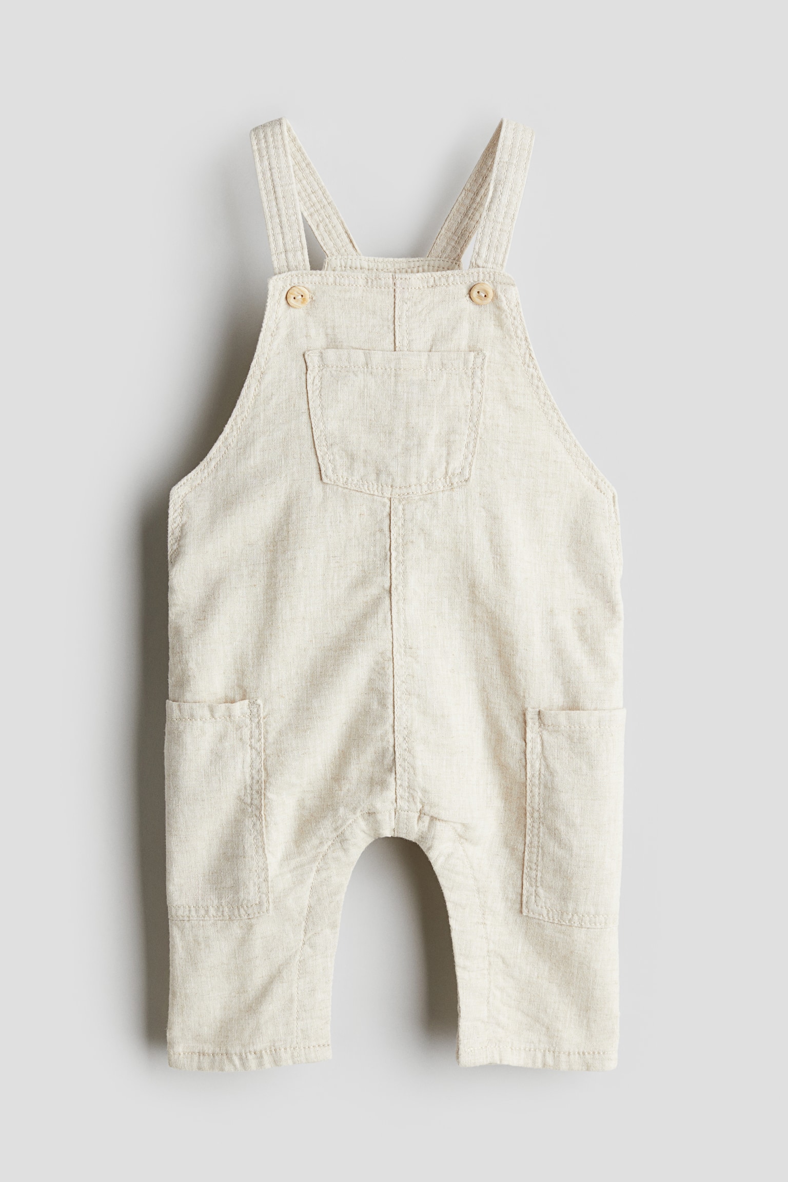 Linen-blend dungarees - Light beige marl - 1