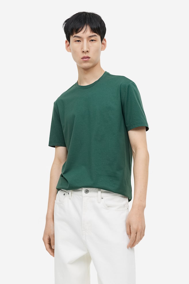 Slim Fit Pima cotton T-shirt - Dark green/White/Black/Light blue/dc/dc/dc - 1