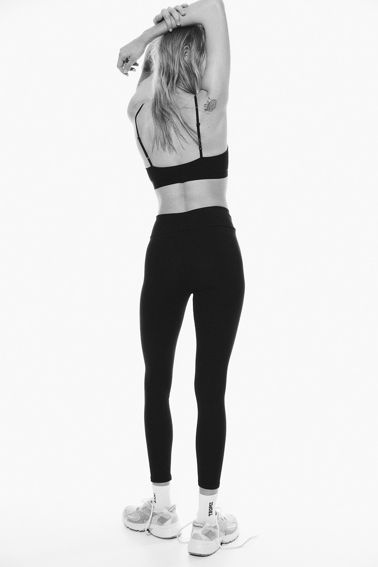 High Waist Leggings - Black/Black/Light grey marle - 5