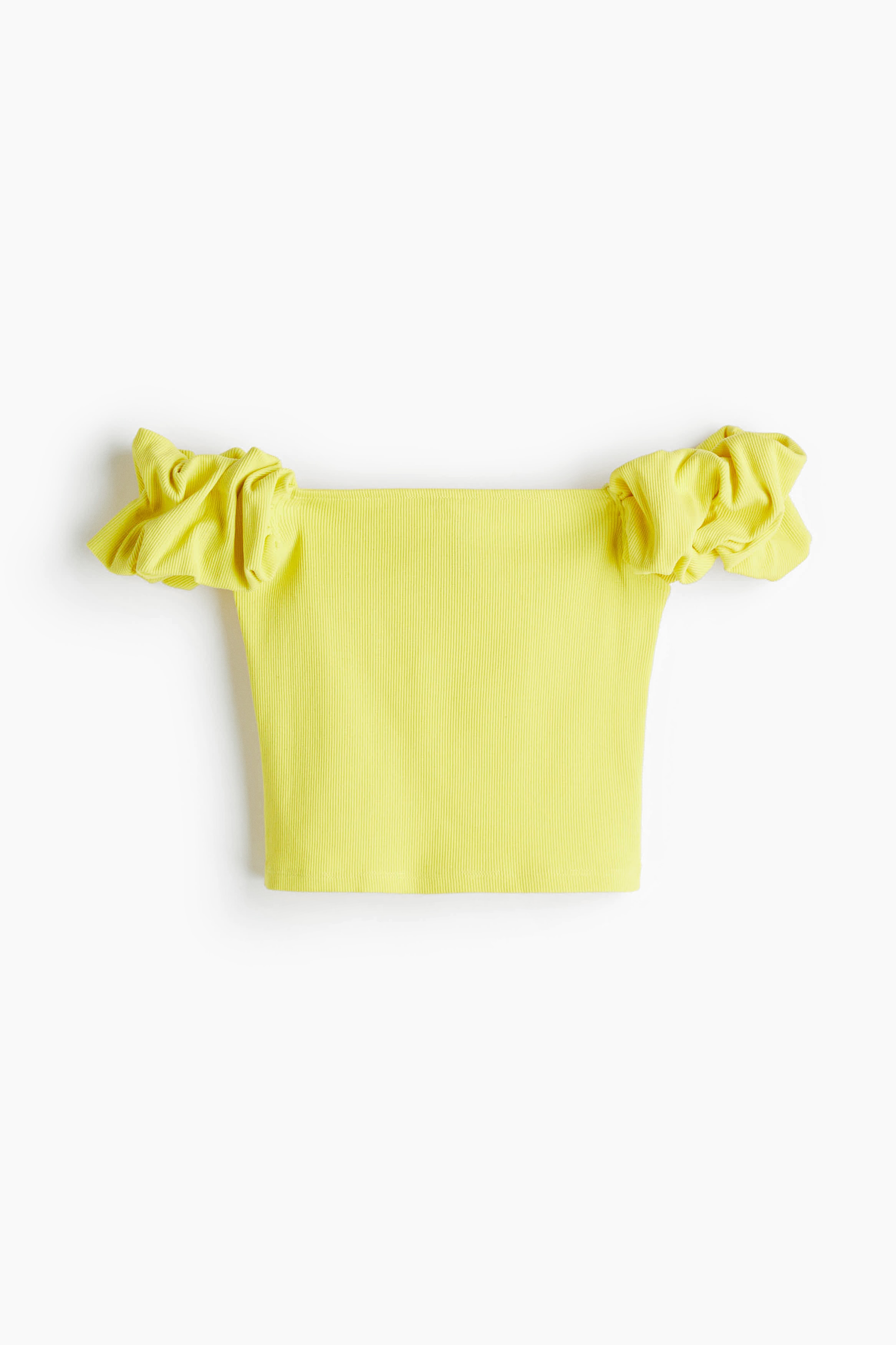 Puff-sleeved off-the-shoulder top - Bright yellow/Black/White