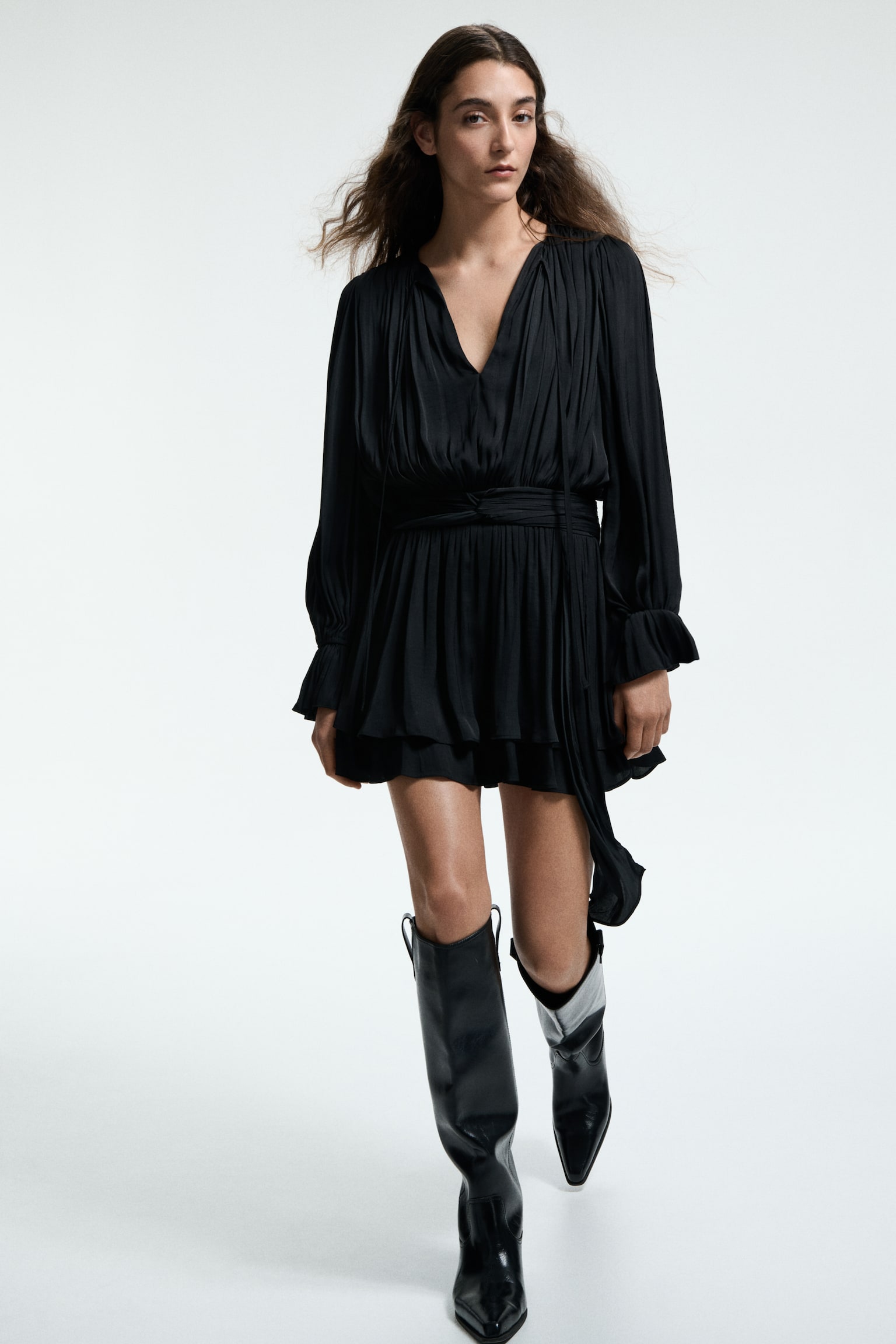 Gathered dress - Negro - 4