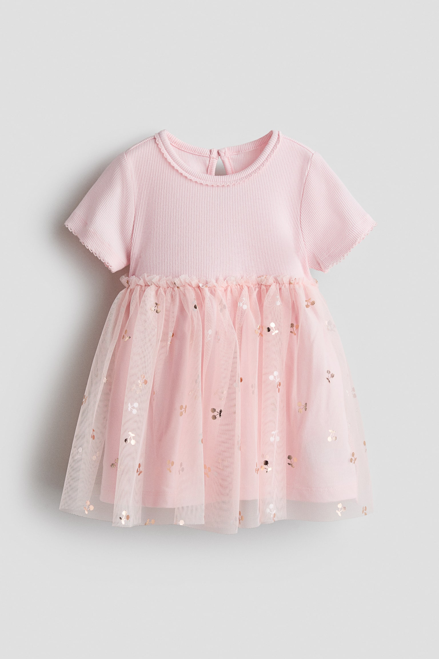 Robe avec jupe en tulle - Rose clair/cerises/Vert clair