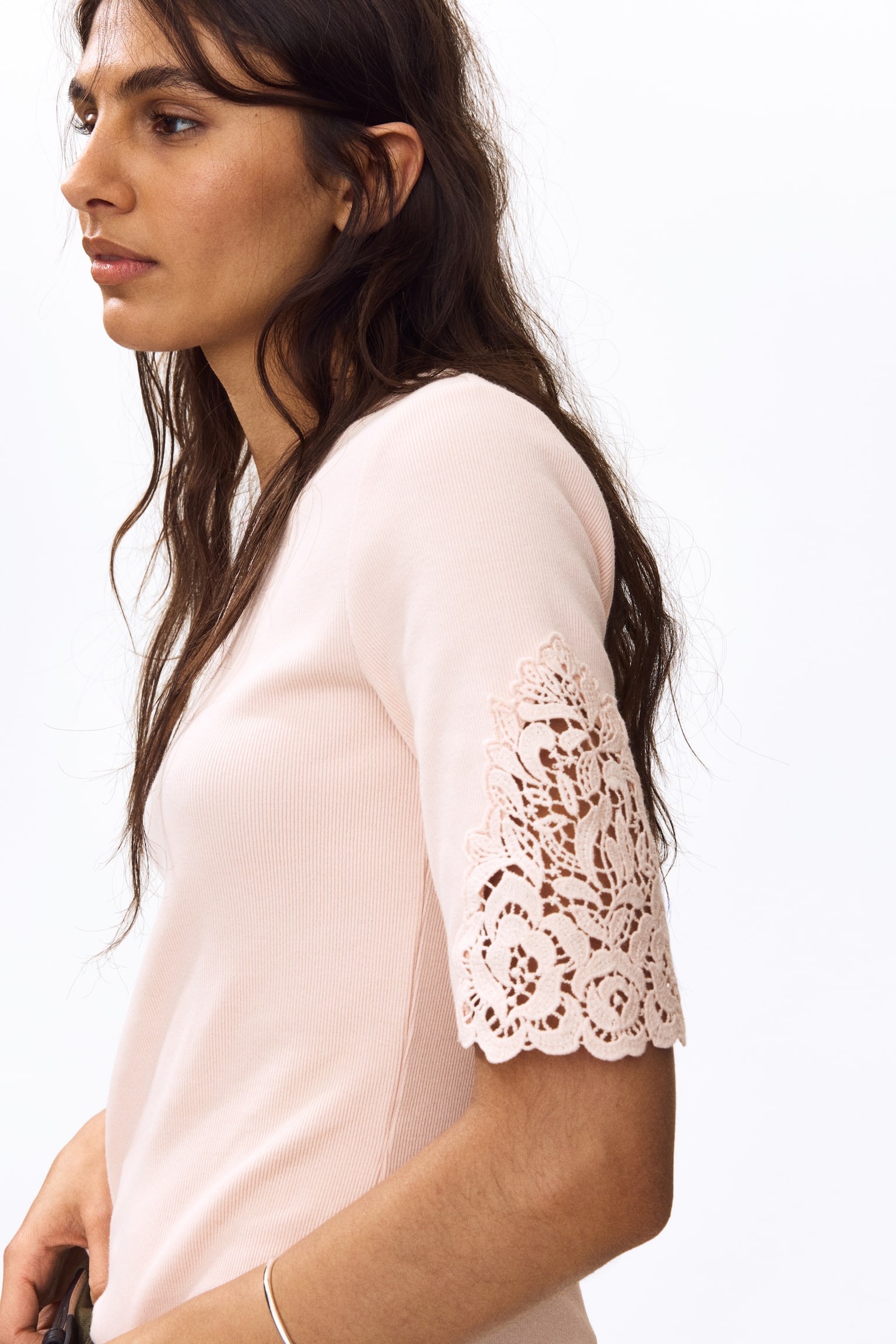 Ribbed lace-inset top - 5