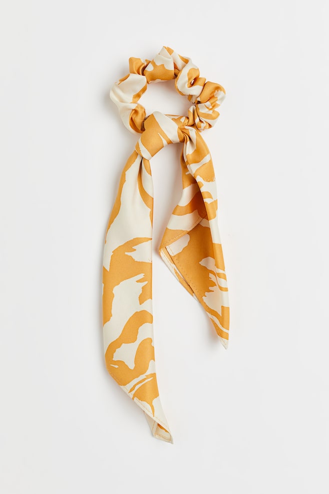 Scarf-detail scrunchie - Yellow/Patterned - 1