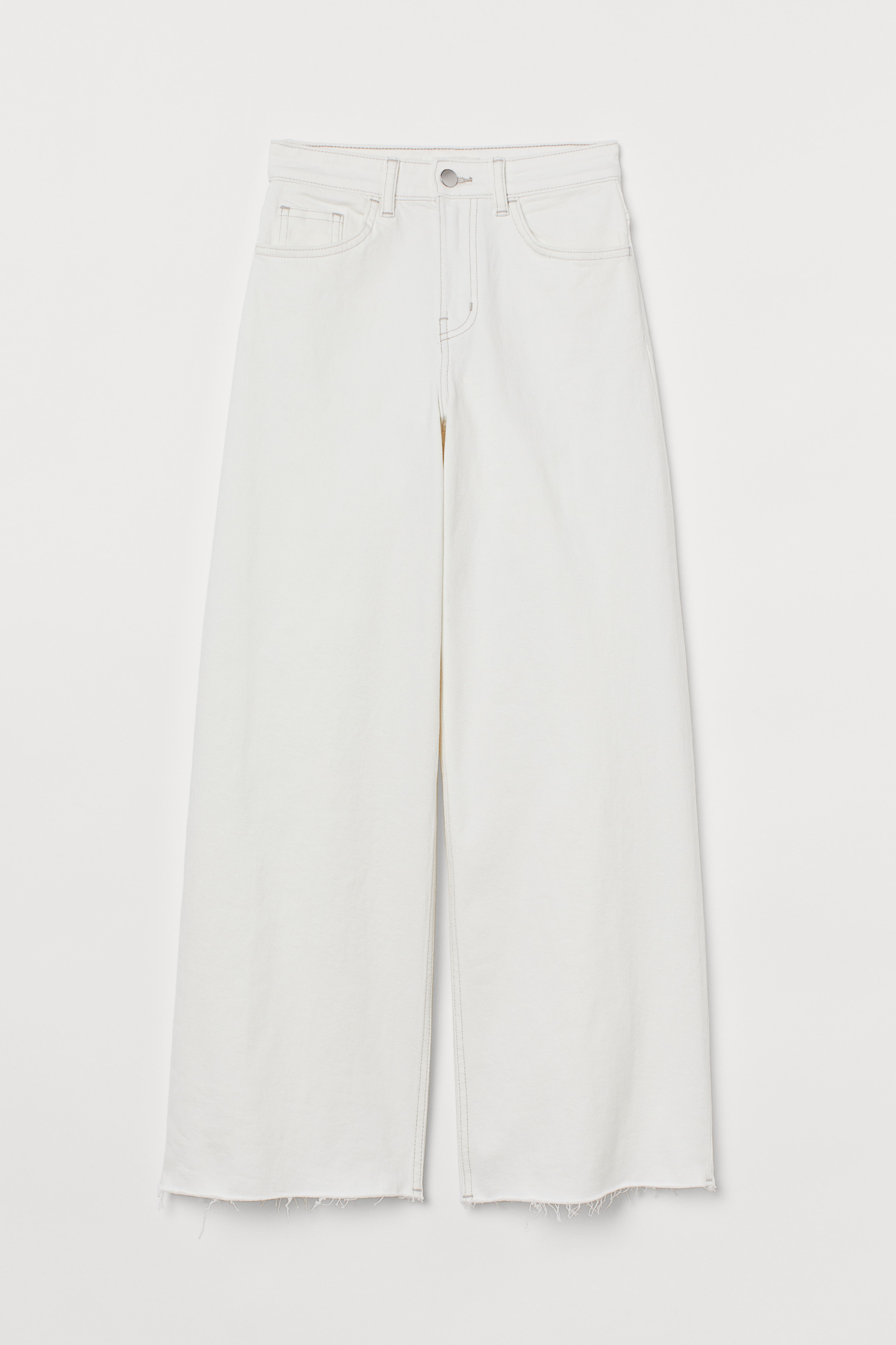 White fashion denim wide leg jeans