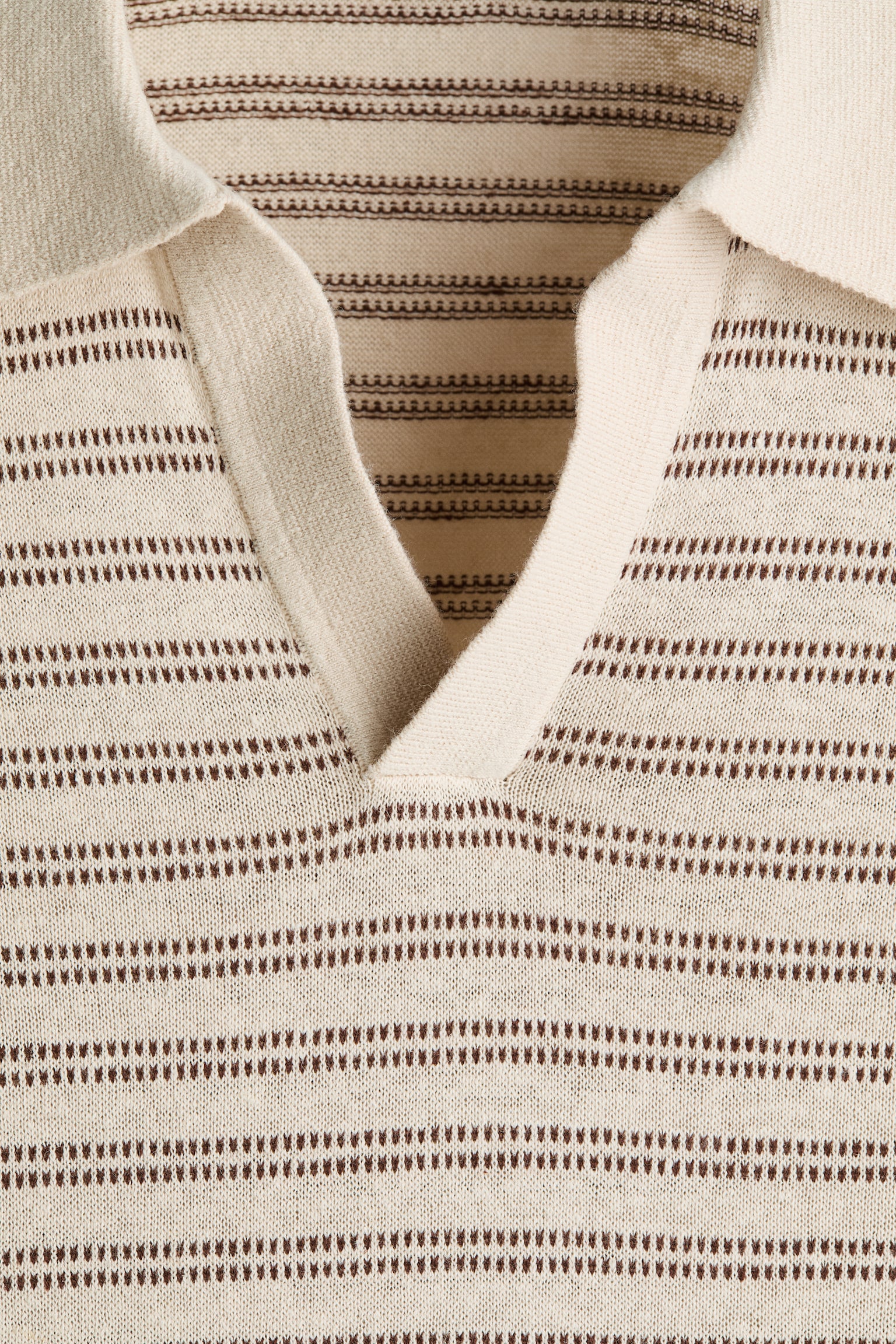 Regular Fit Linen-blend polo shirt - Beige/Striped/Black/Striped/Dark khaki green/Striped/Brown/Striped - 5