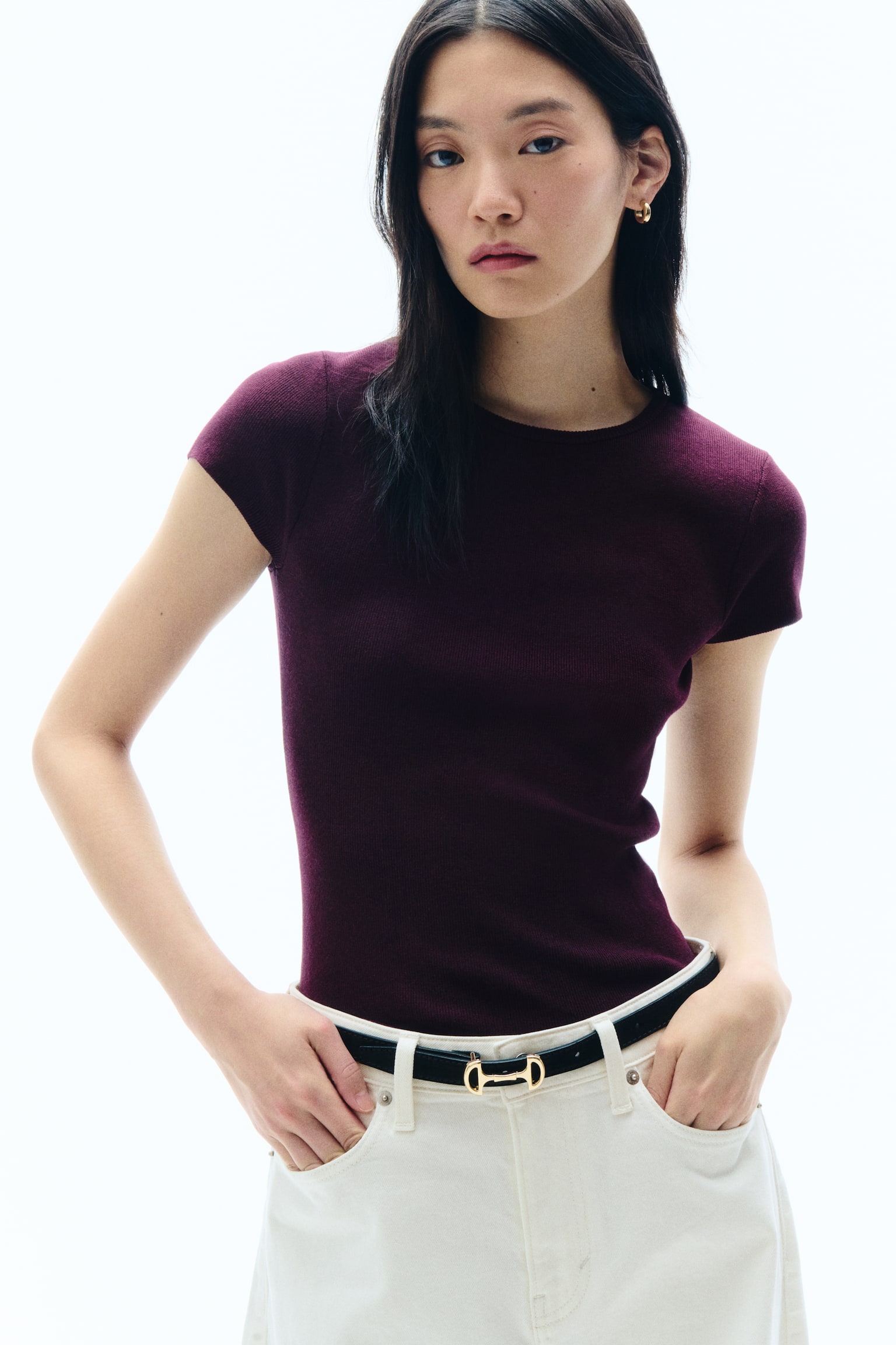 Barrel Leg Regular Waist Jeans - White - 4