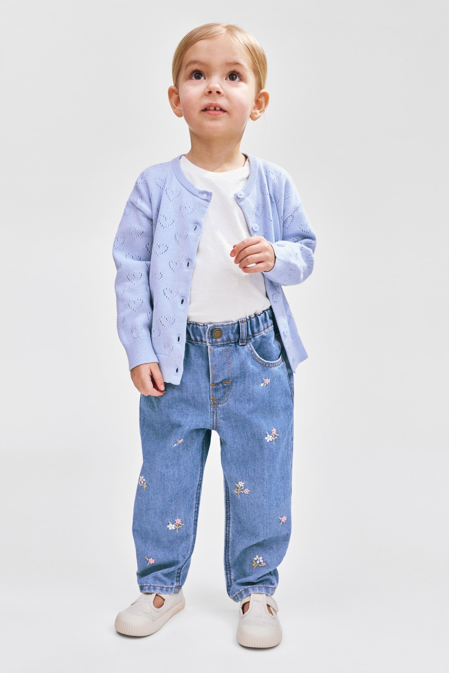 Jeans con detalles bordados - Azul denim/Flores - 1
