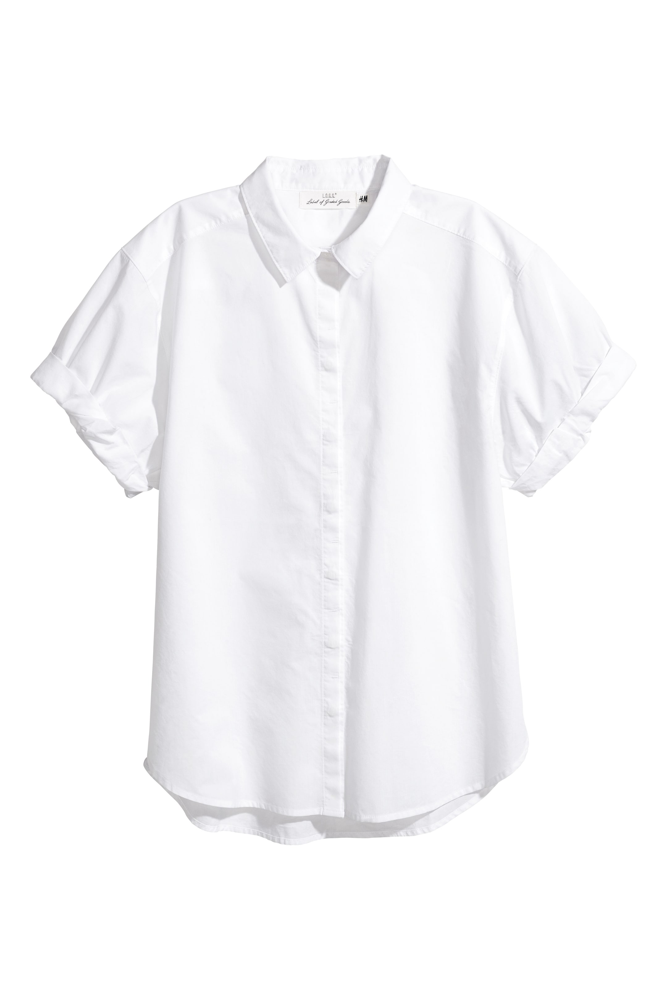 Näytä suurempi kuva: Lyhythihainen puuvillapaita - Valkoinen - NAISET | H&M FI 1
