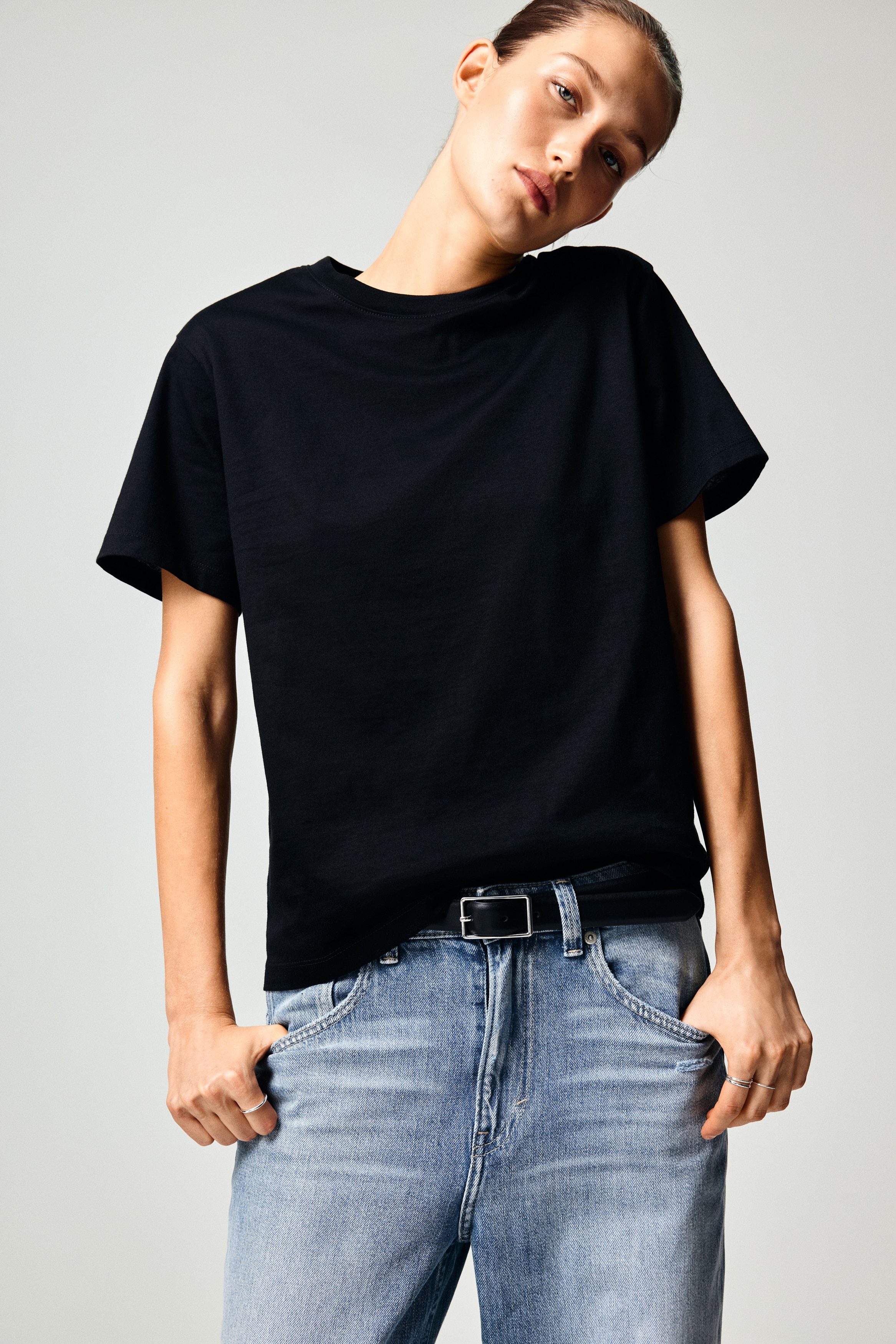 Cotton T-shirt - Black - Ladies | H&M US
