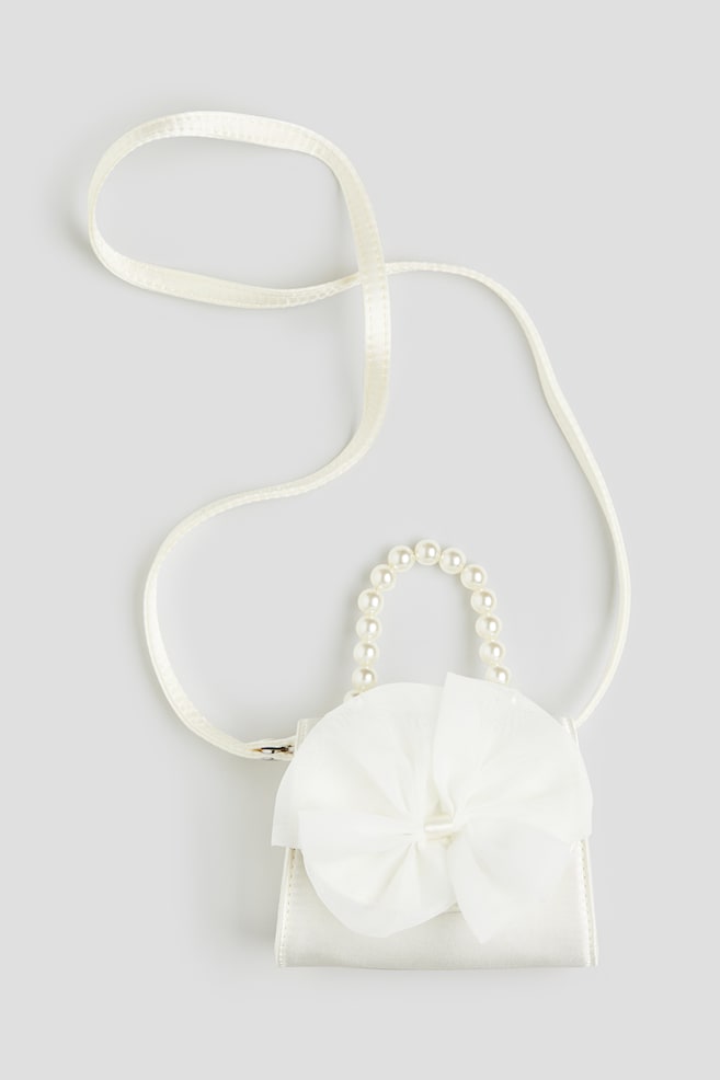 Bow-detail satin shoulder bag - White - 1
