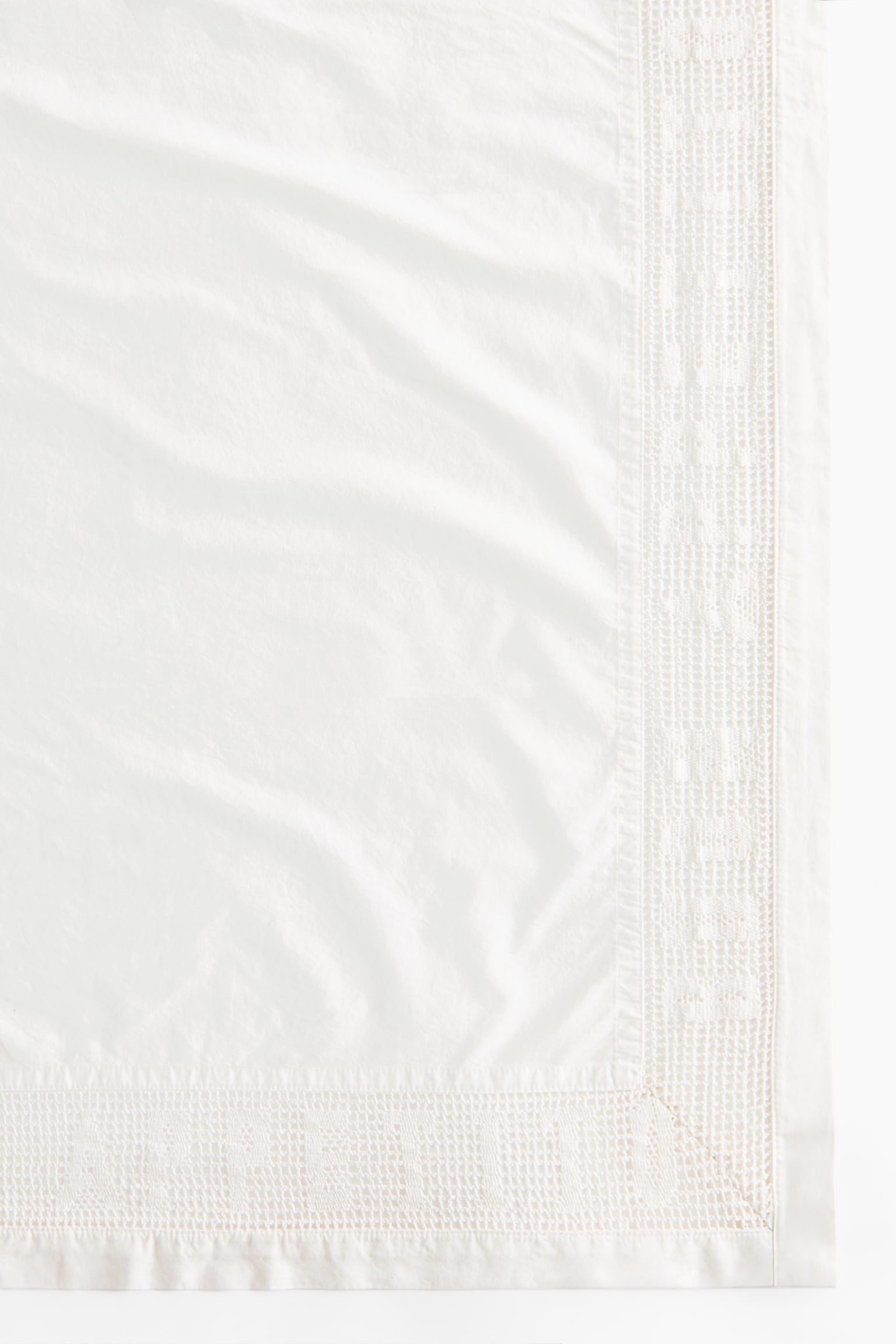 מפת שולחן מכותנה בעיטור תחרה - לבן/Buon Appetito - 4