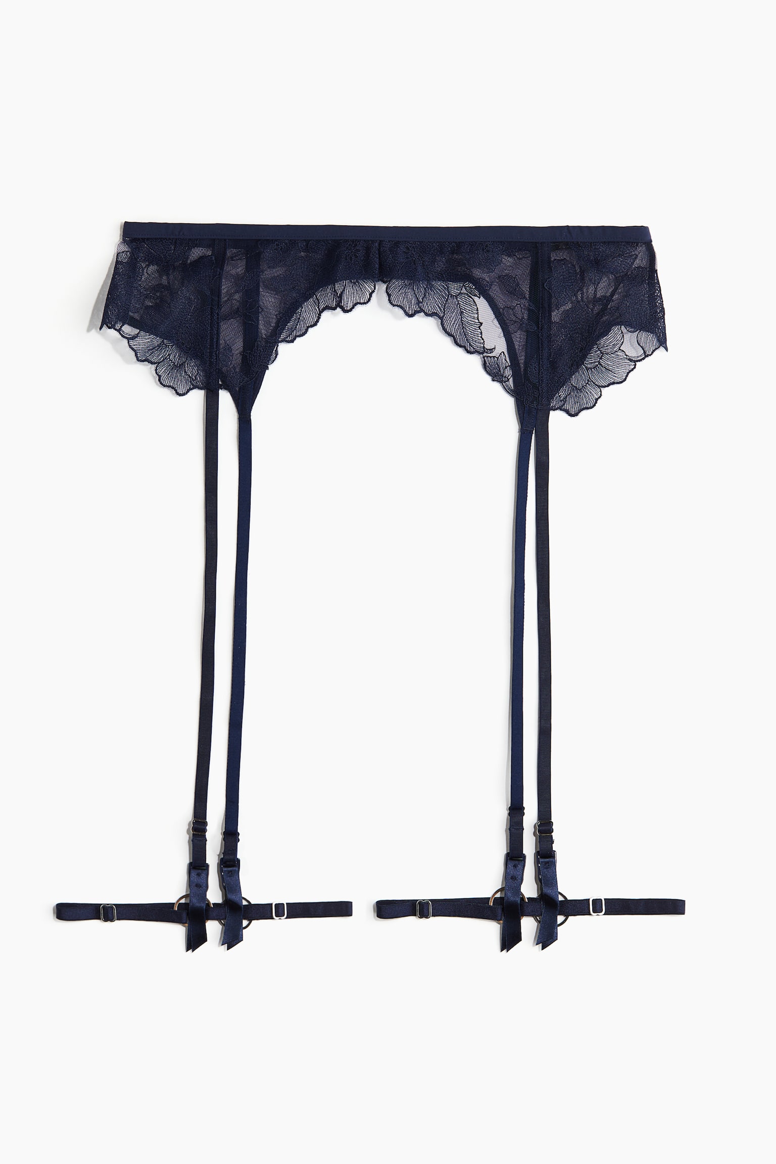 Embroidered suspender belt - Navy blue - 1