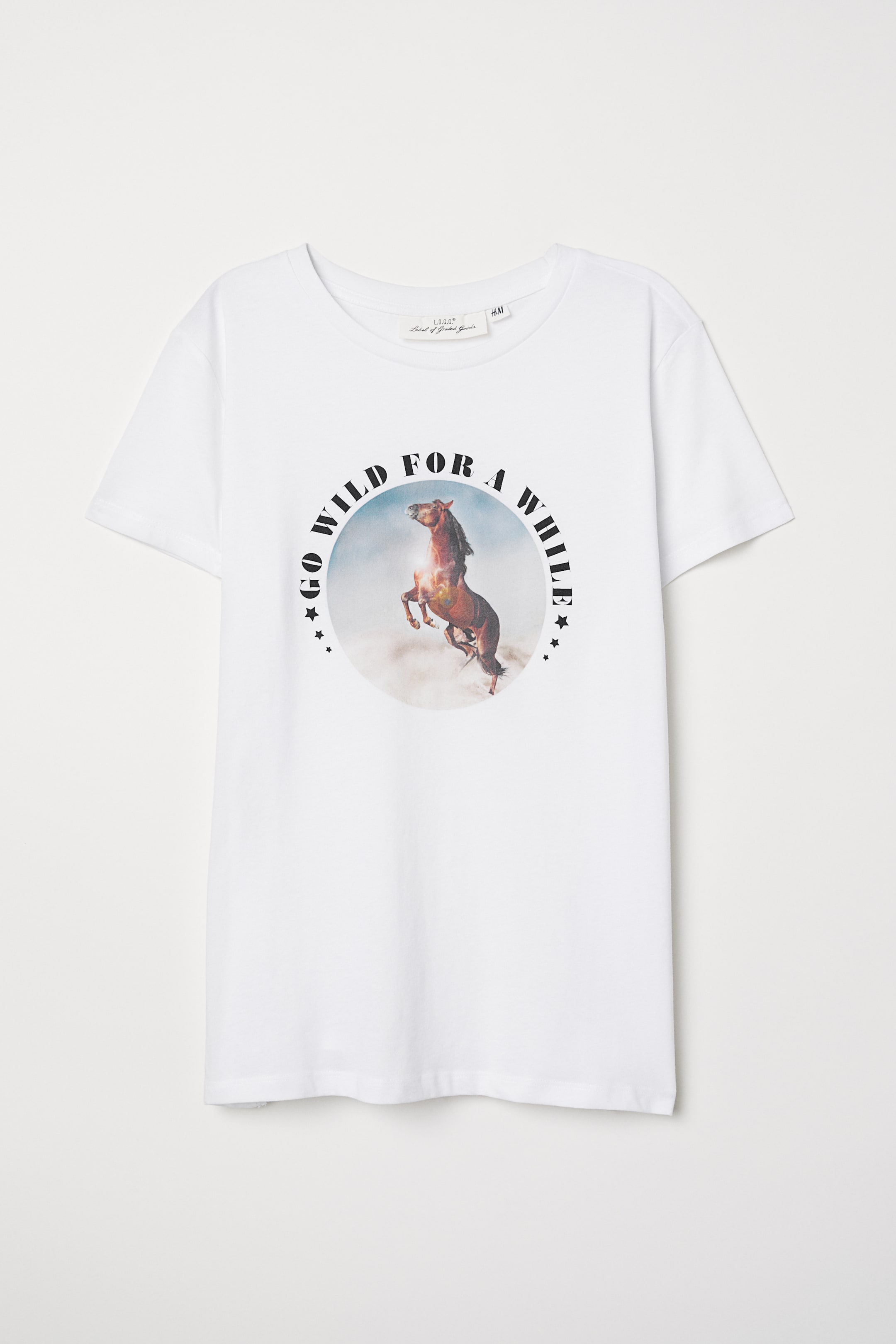 查看大圖: 圖案T恤 - 白色/馬 - Ladies | H&M 1