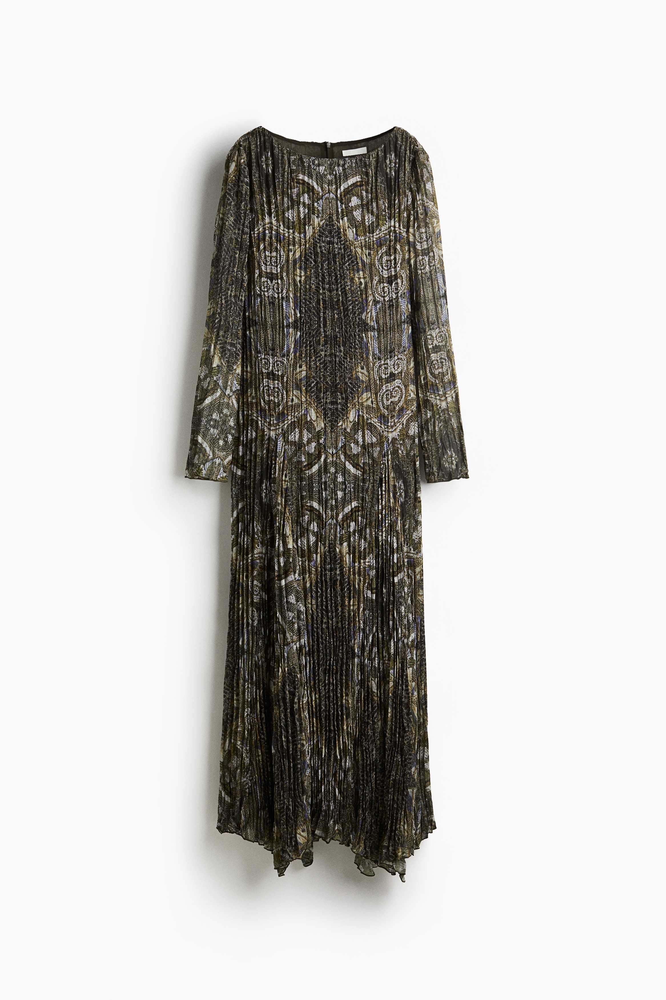 Crinkled dress - Dark khaki green/Patterned