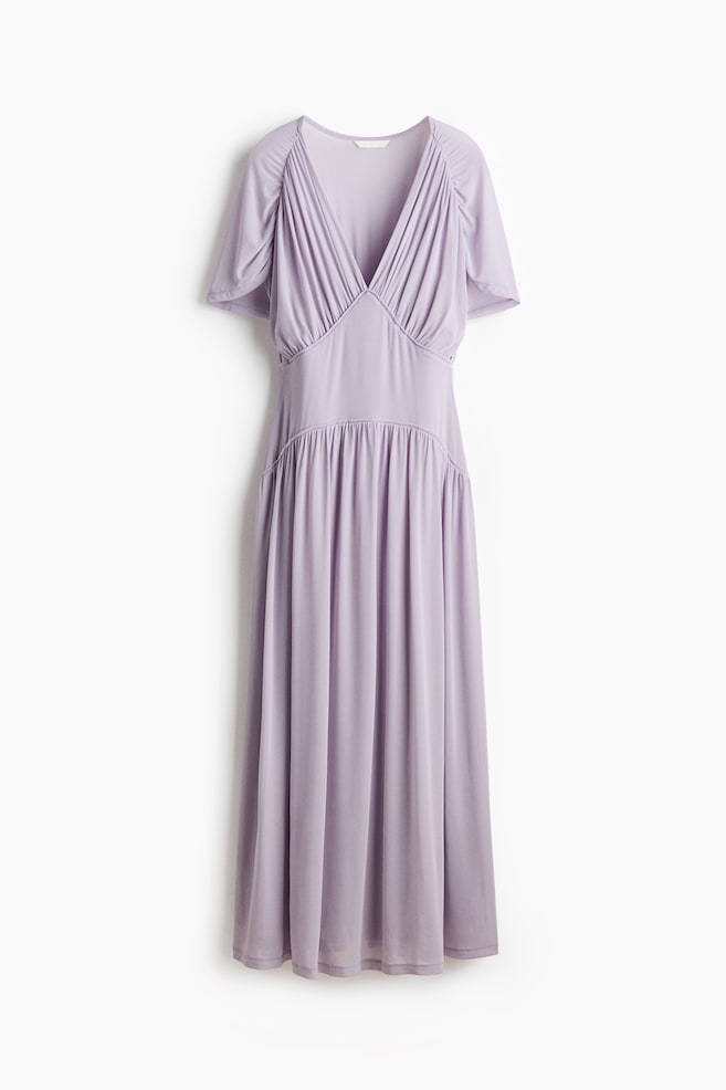 Robe midi en jersey vaporeux - Violet clair/Jaune - 1