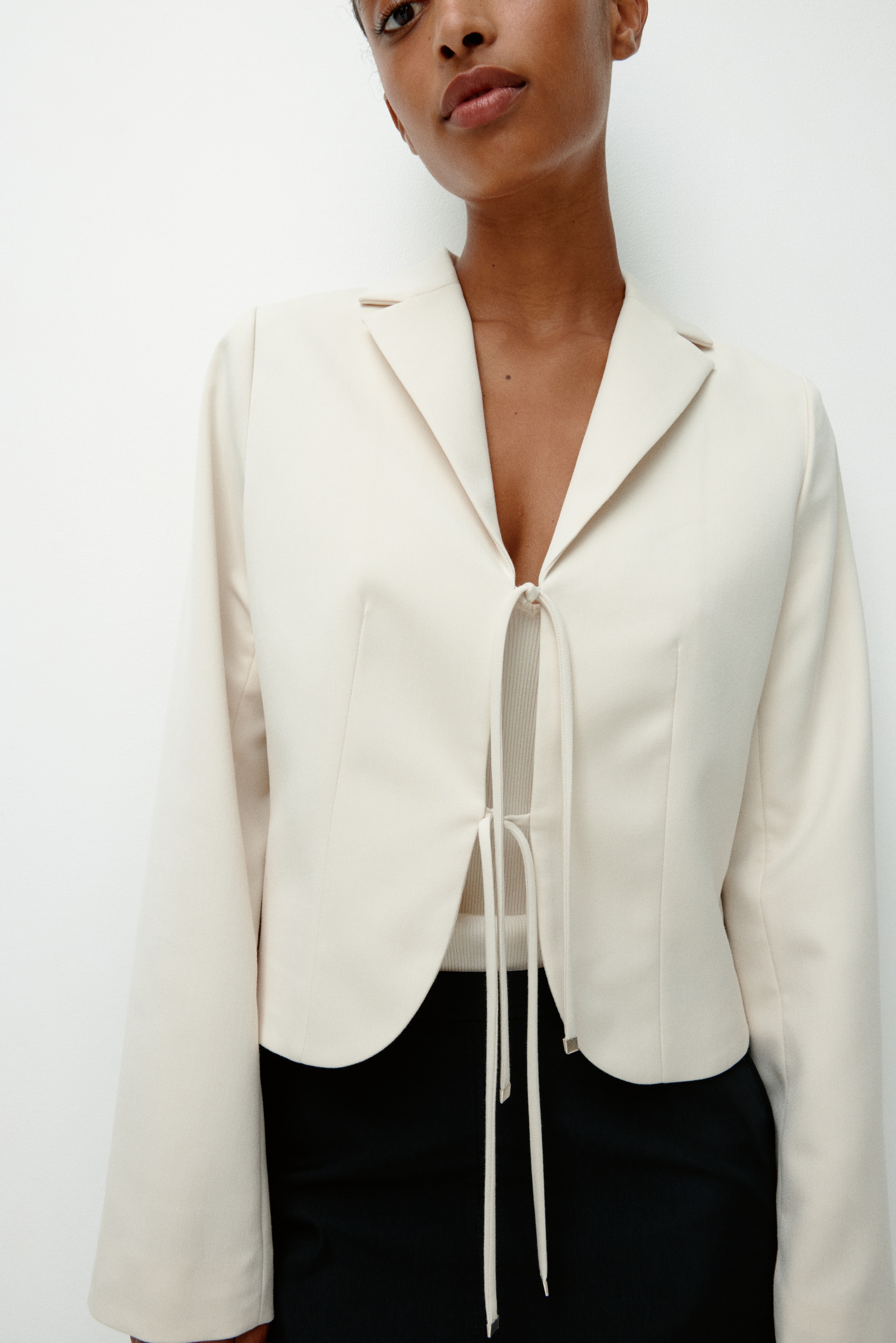 Tie-front blazer