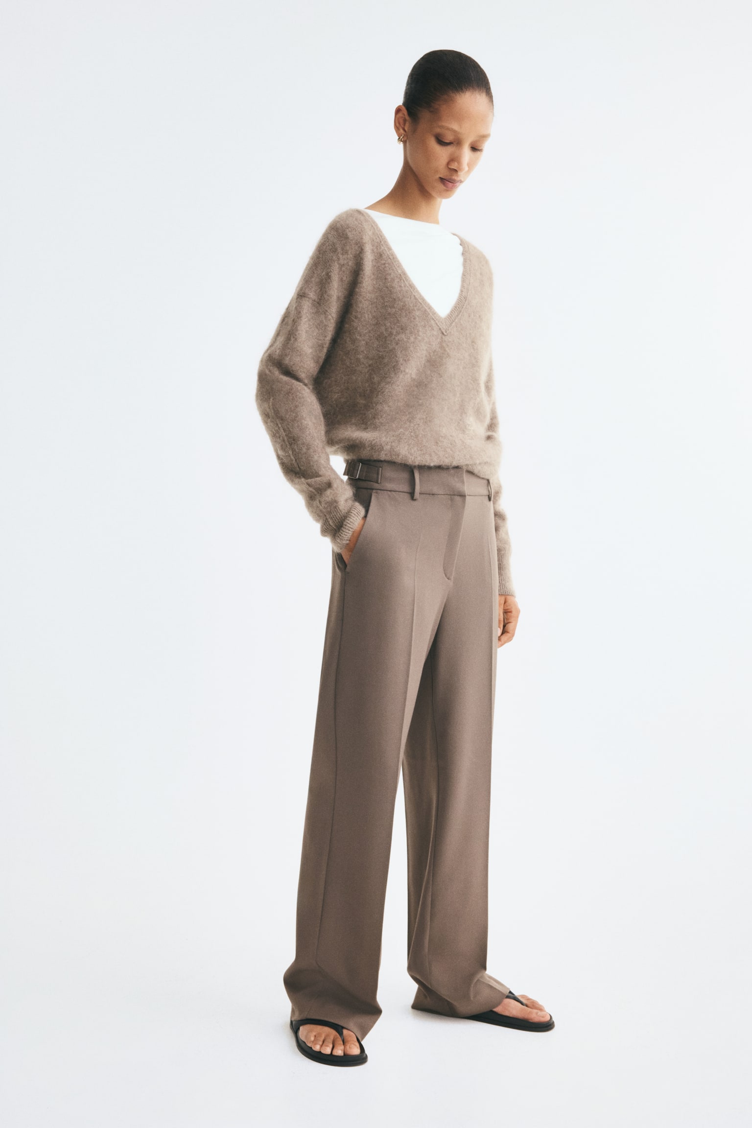 Straight twill trousers - Dark mole/Black/Dark grey - 1