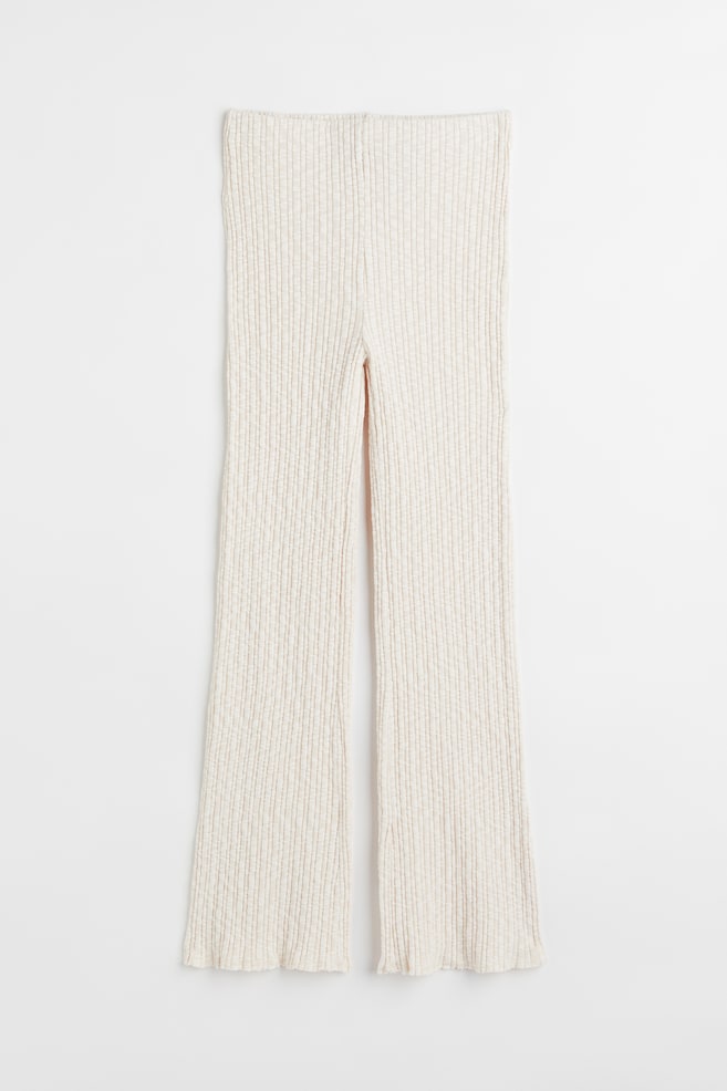 Rib-knit trousers - Cream - 1