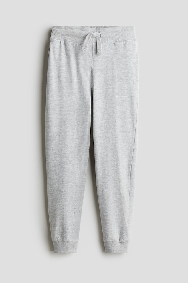 Cotton jersey joggers - Light grey marl/Dark brown/Navy blue - 1