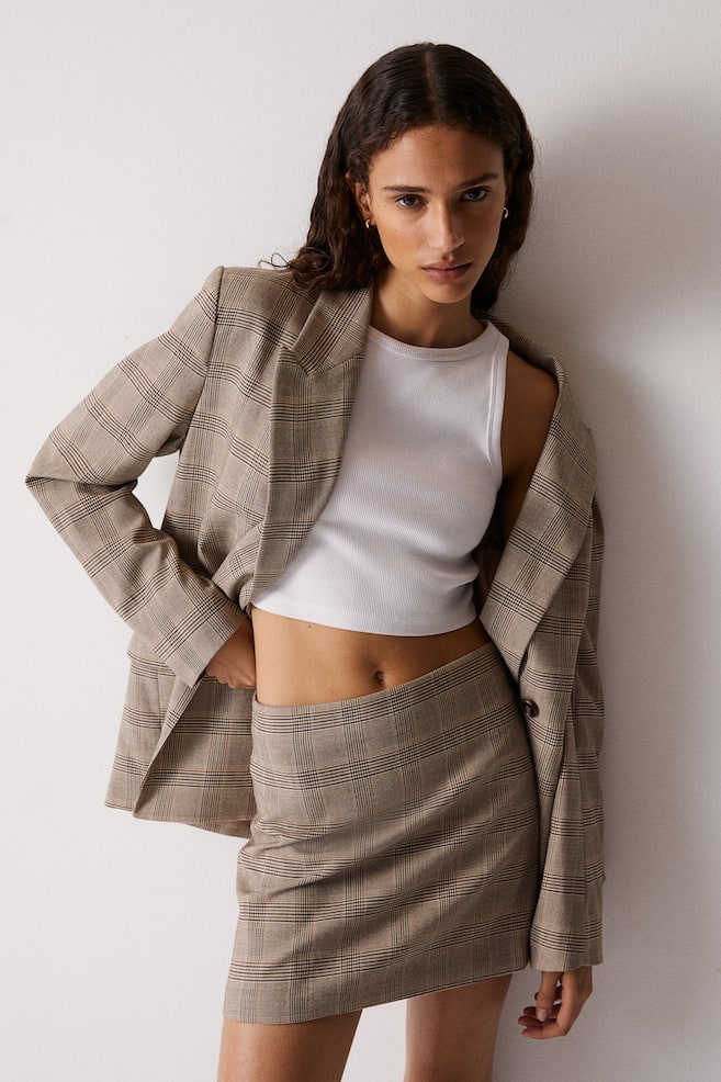 Mini skirt - Light beige/Checked/Black/Brown/Dogtooth-patterned/Grey/Snakeskin-patterned - 1