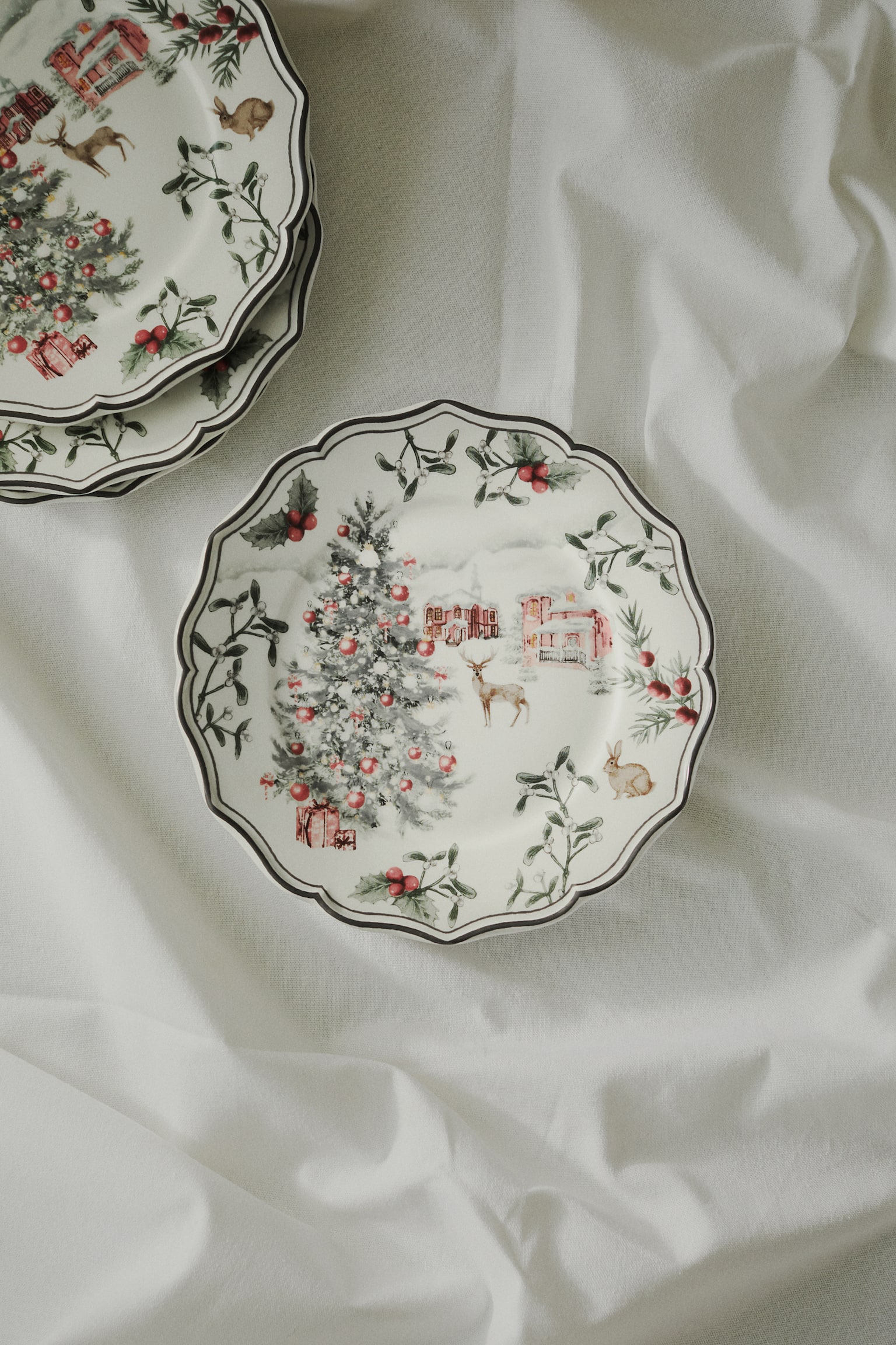 Small porcelain plate - White/Christmas - 6