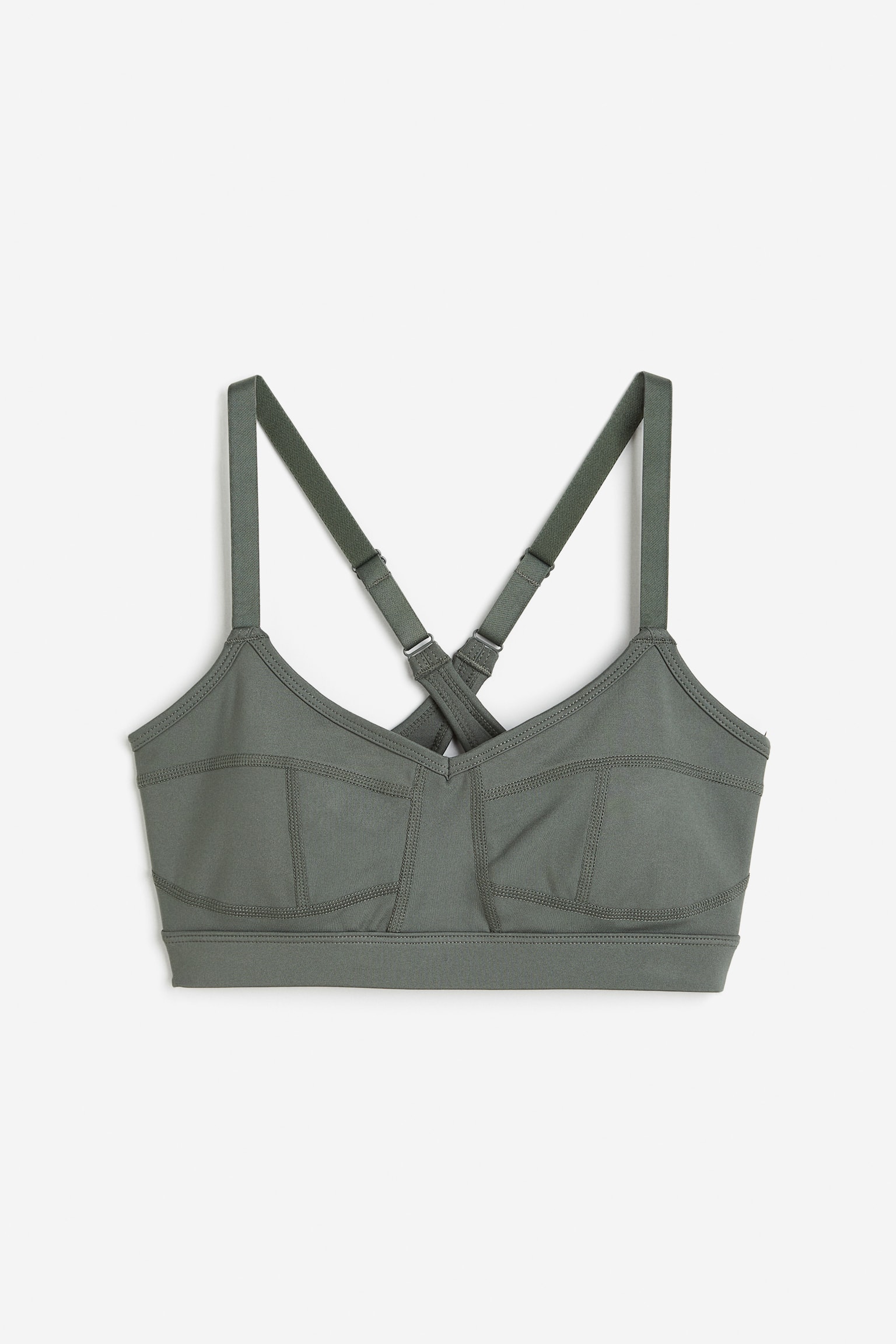 Light Support Sports Bra In DryMove™ - Dark sage green/Dark brown/White/Black - 1