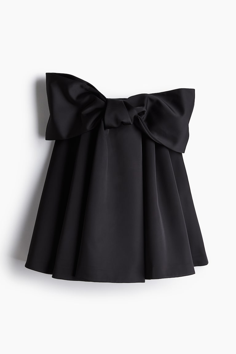 Women's Black Bow-front satin mini dress | H&M IE Women's Black Bow-front satin mini dress | H&M IE