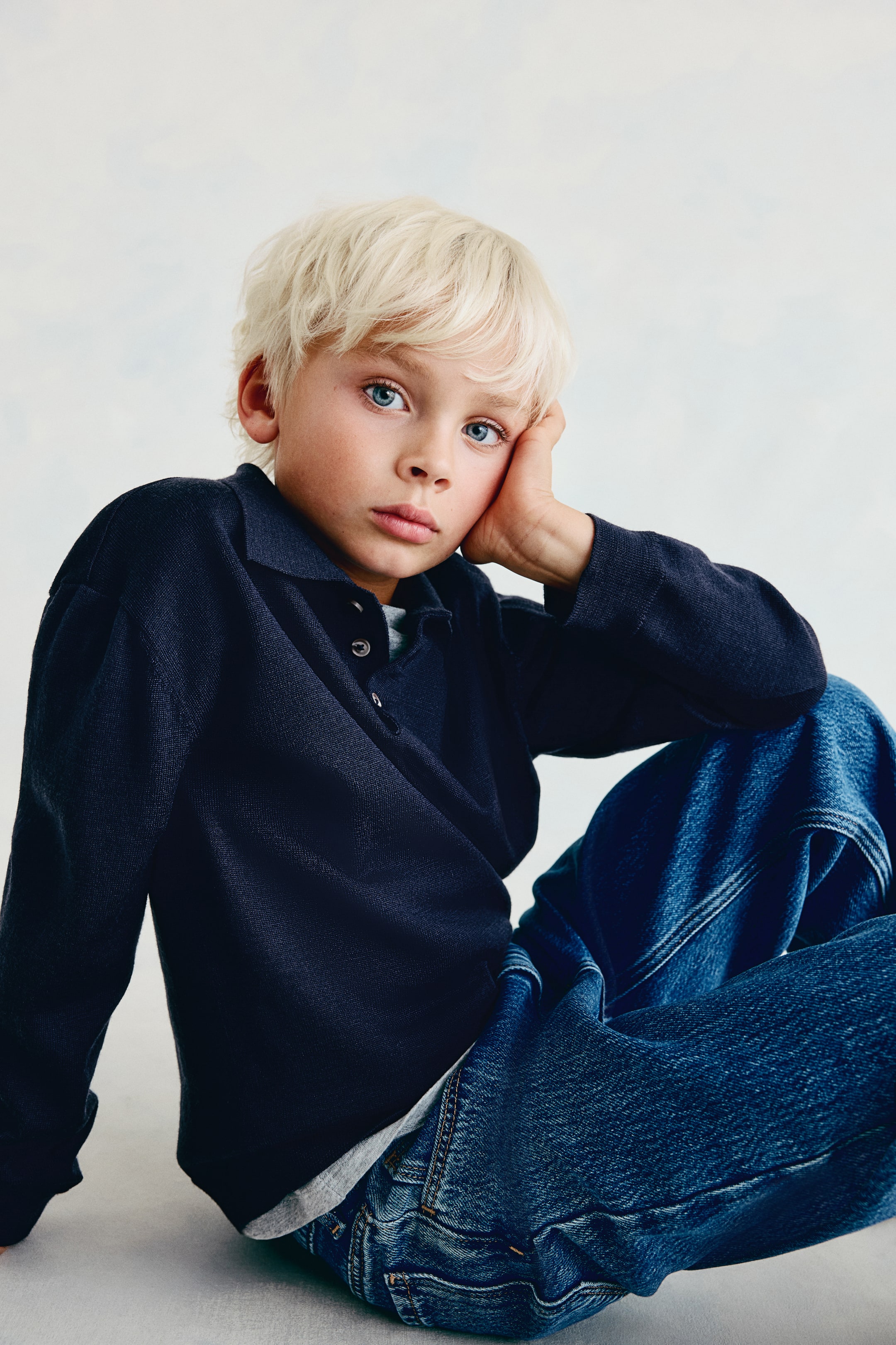 Chandail d’aspect polo en tricot de laine