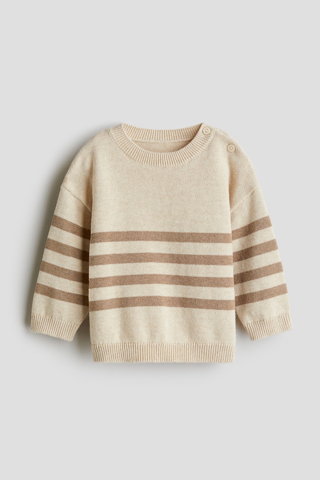Jacquard Knit Cotton Sweater - Beige/Brown stripe/Grey marle/Dogs/Light beige/Dinosaur/White/Cars/Dusty blue/Dinosaur - 1