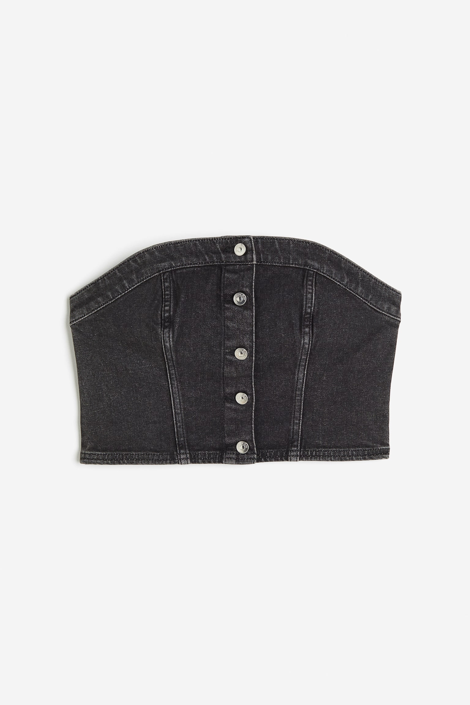 Denim Bustier Top - Black - 2