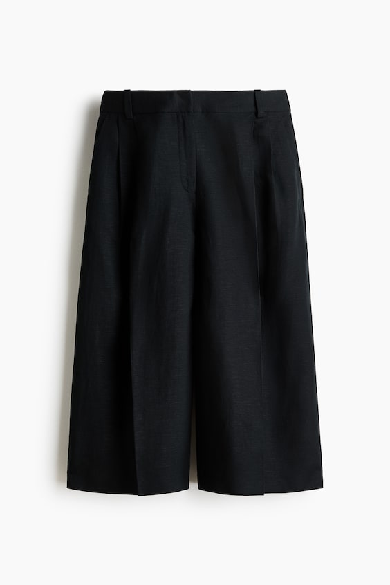 Женские брюки H&M Wide-Leg Linen-Blend Culottes