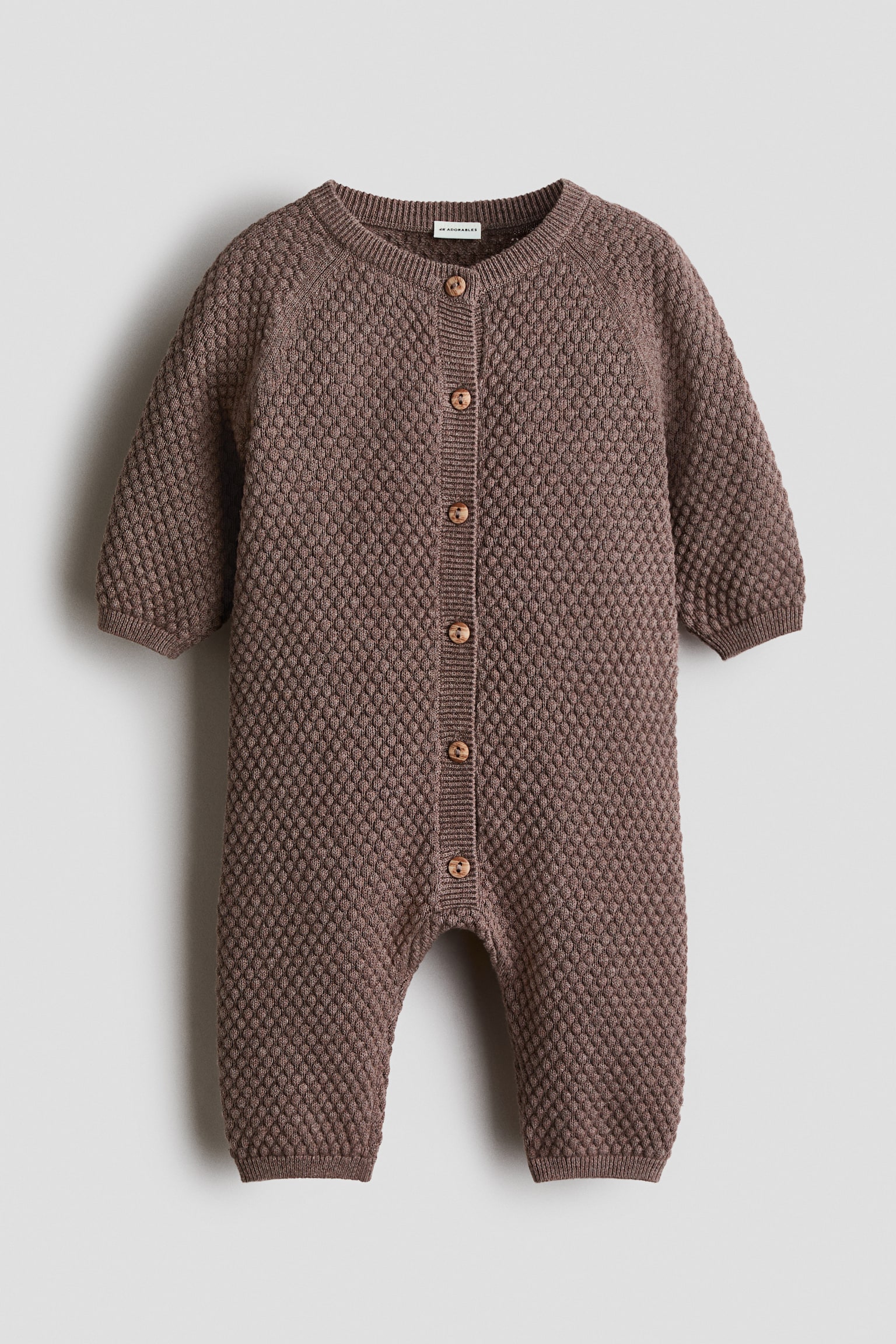 Bubble-Knit Cotton Jumpsuit - Dark taupe/Light beige/Dusty blue - 1