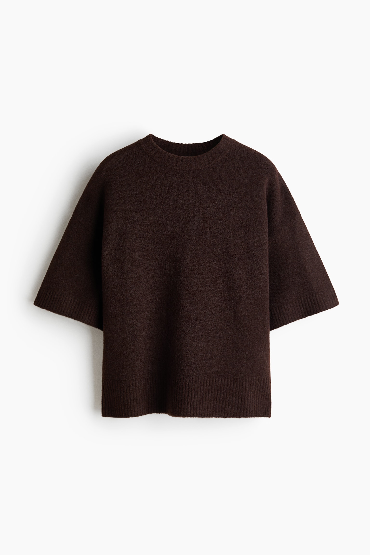 Knitted T-shirt - Dark brown/Light beige/Navy blue - 1