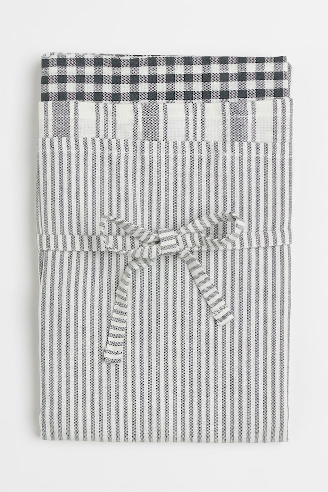 3-pack cotton tea towels - Dark grey/Green/Patterned - 2