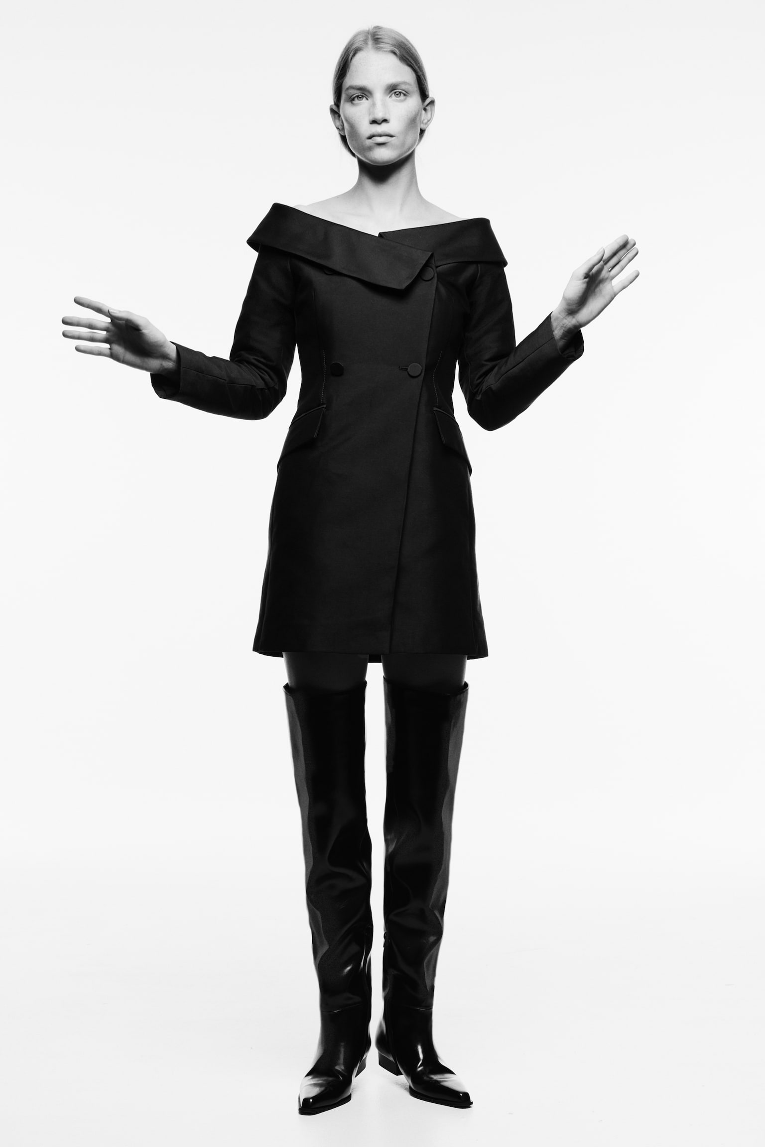 Double-breasted blazer dress - Preto/Vermelho vivo - 6