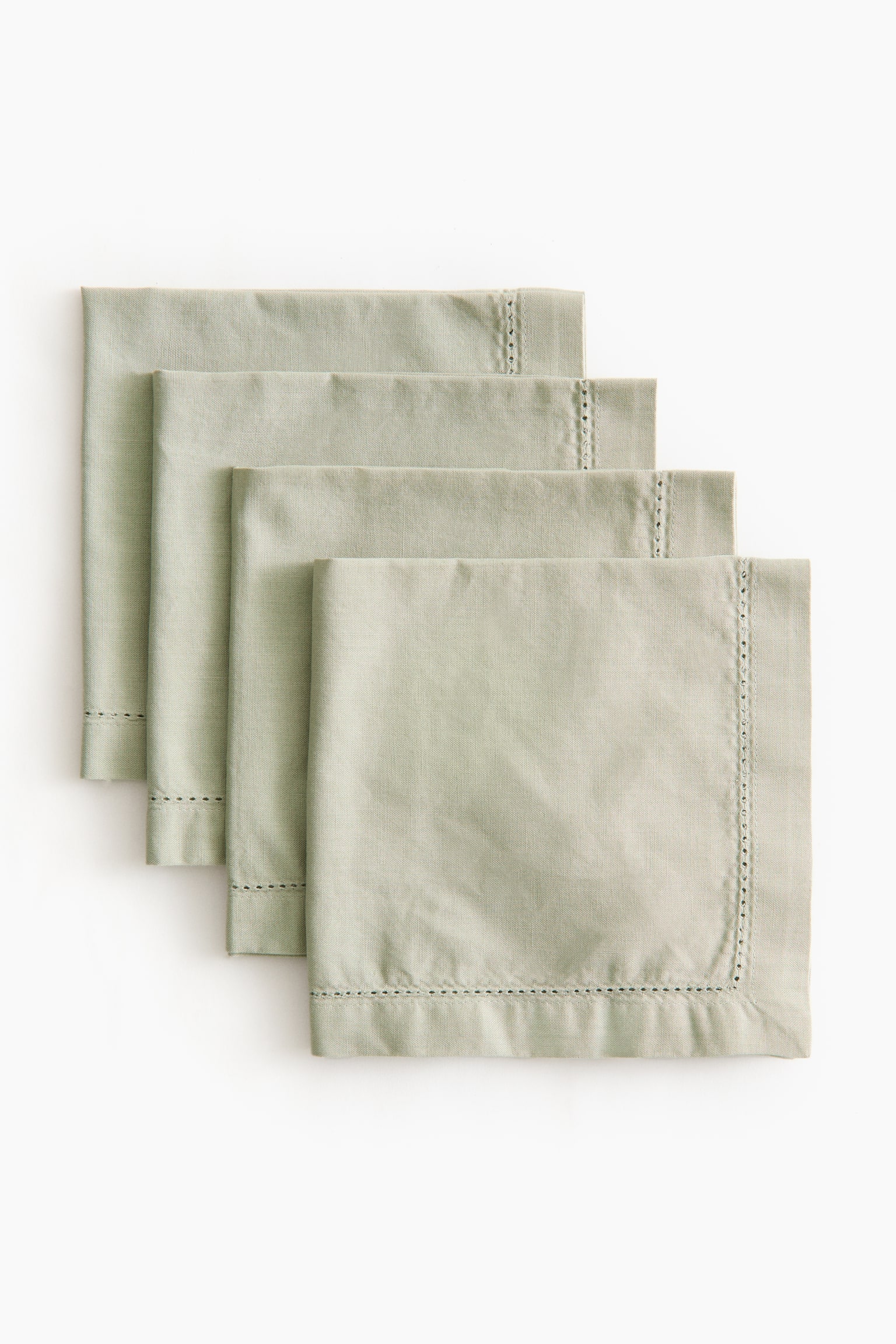 4-pack cotton napkins - Sage green/White/Light beige - 4